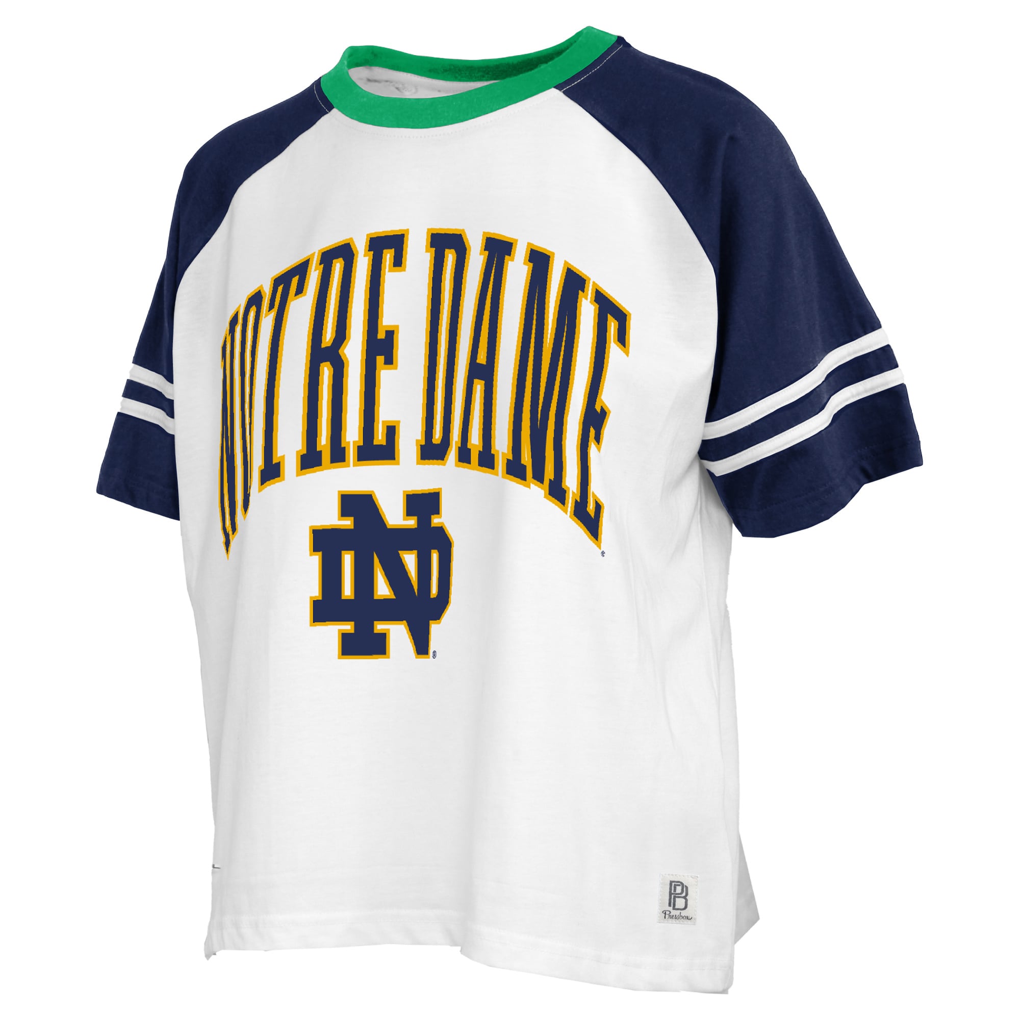 T-shirt Pressbox blanc pour femmes Notre Dame Fighting Irish Sky Colorblock