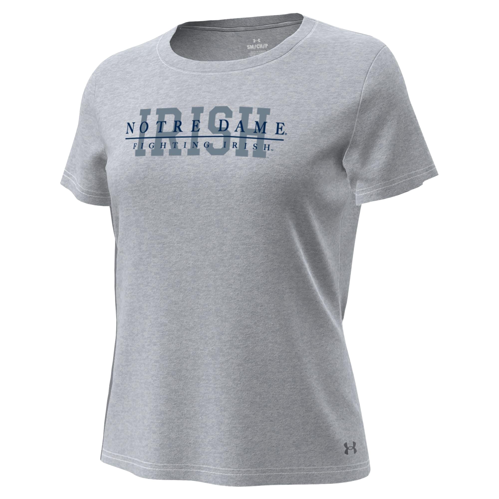 T-shirt technique extensible gris Under Armour pour femmes, motif Notre Dame Fighting Irish