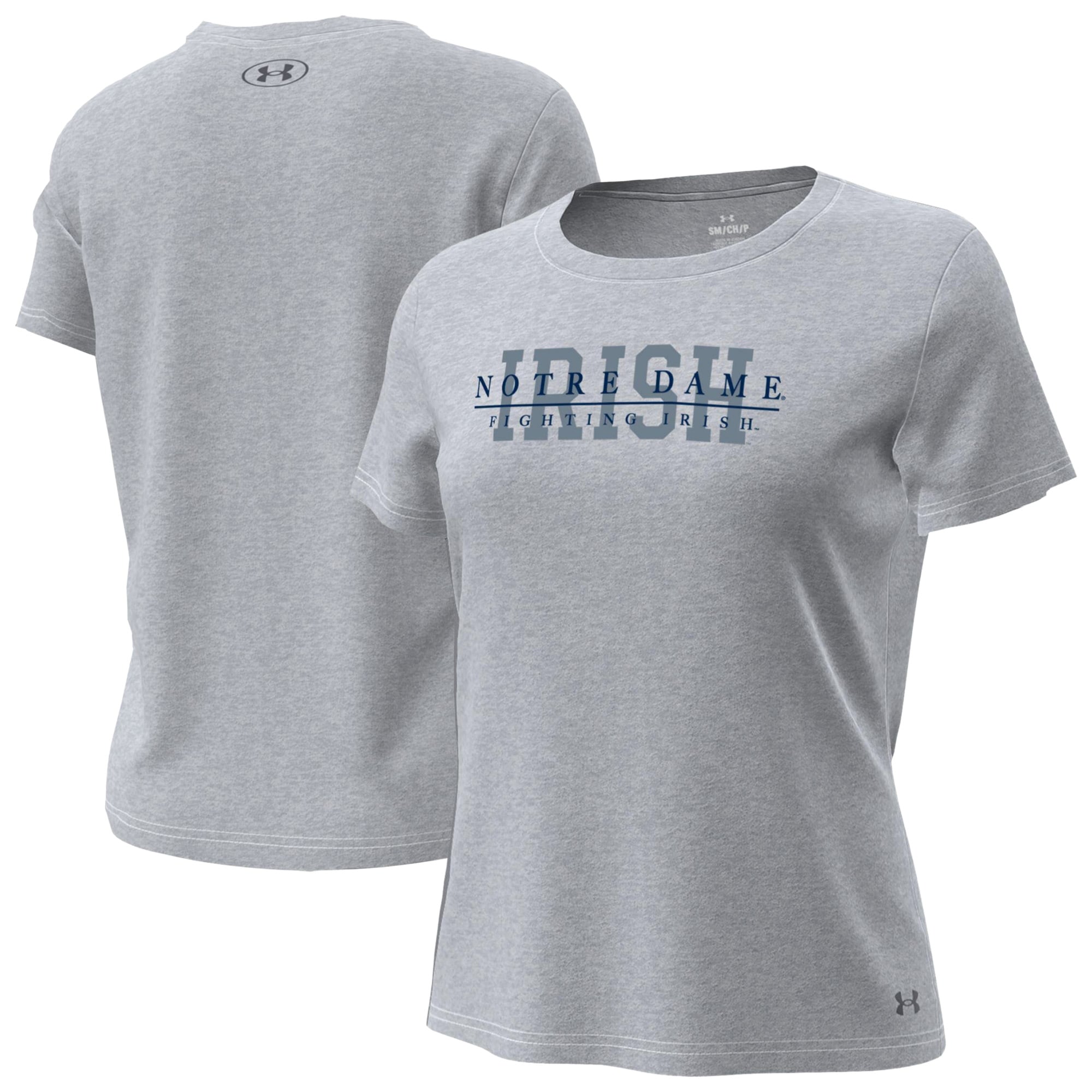 T-shirt technique extensible gris Under Armour pour femmes, motif Notre Dame Fighting Irish
