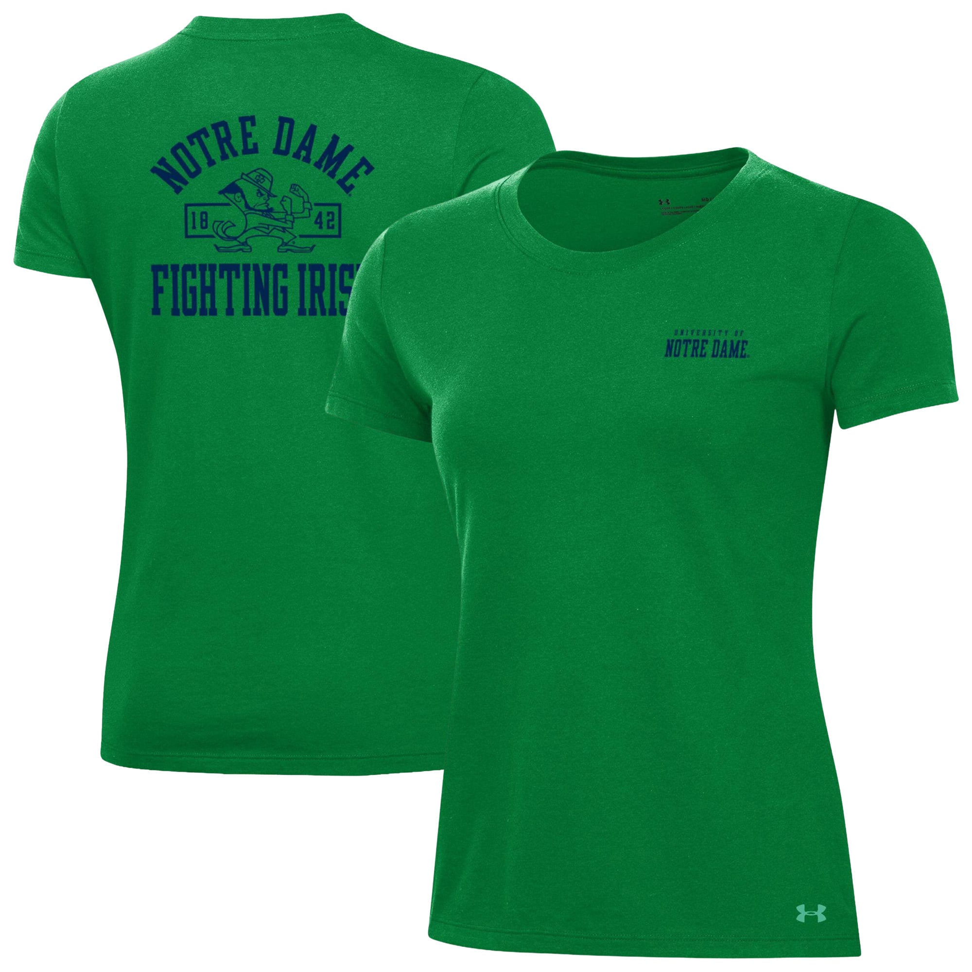 T-shirt en coton performant Under Armour bleu marine Notre Dame Fighting Irish pour femme