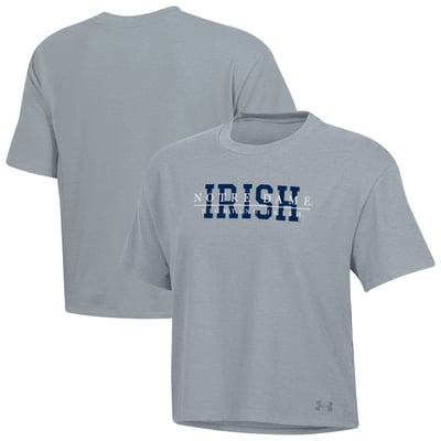  Notre Dame Fighting Irish Under Armour Women's Boxy Icon T-Shirt - Heather Gray