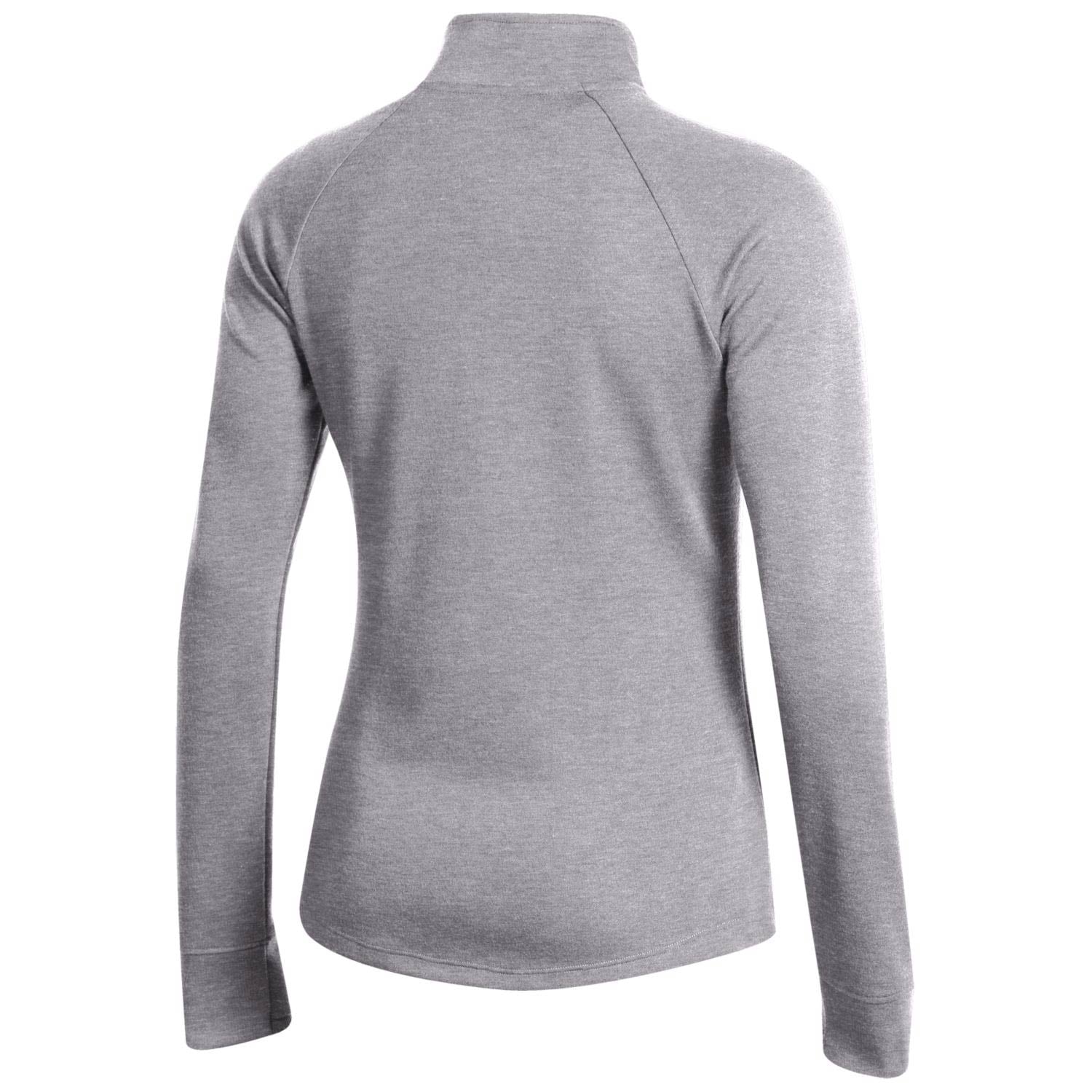 Women's Under Armour Heather Gray Notre Dame Fighting Irish Double-Knit Jersey Quarter-Snap Pullover Jacket