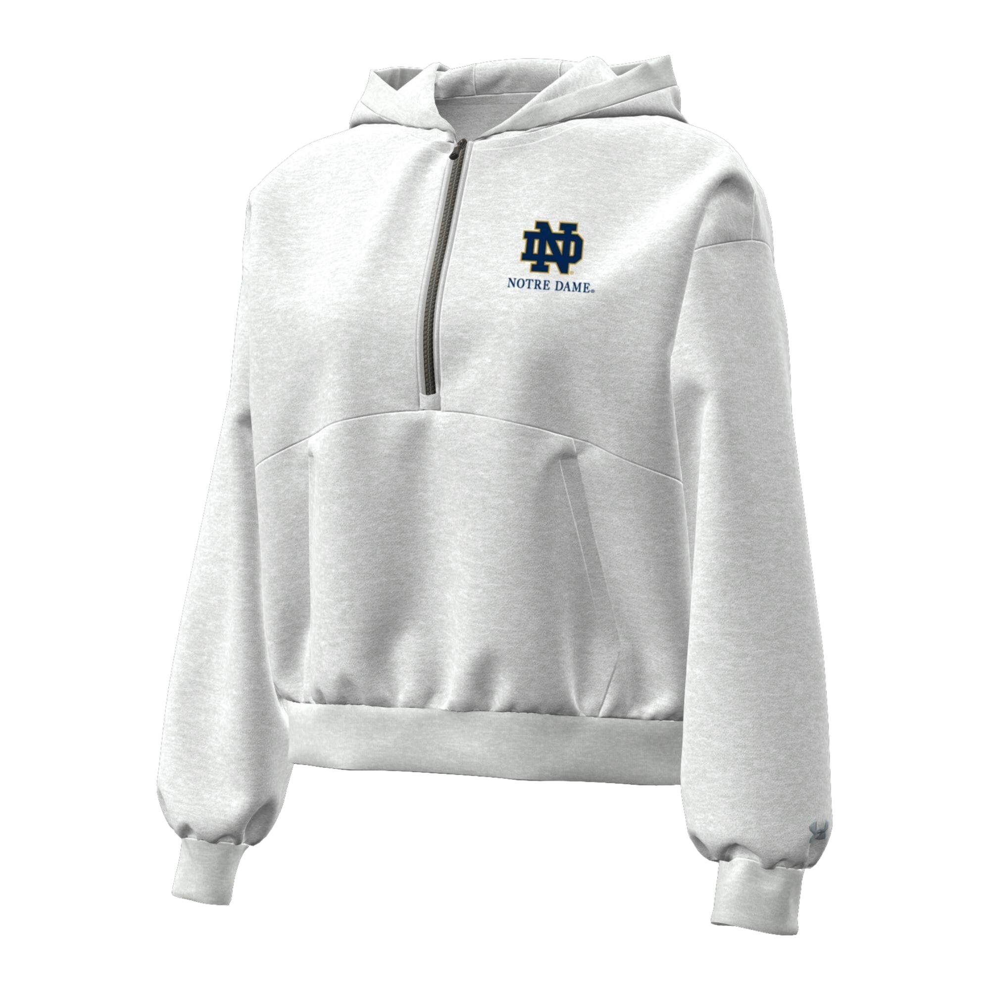 Sweat à capuche zippé Under Armour gris chiné pour femme, motif Notre Dame Fighting Irish Icon.