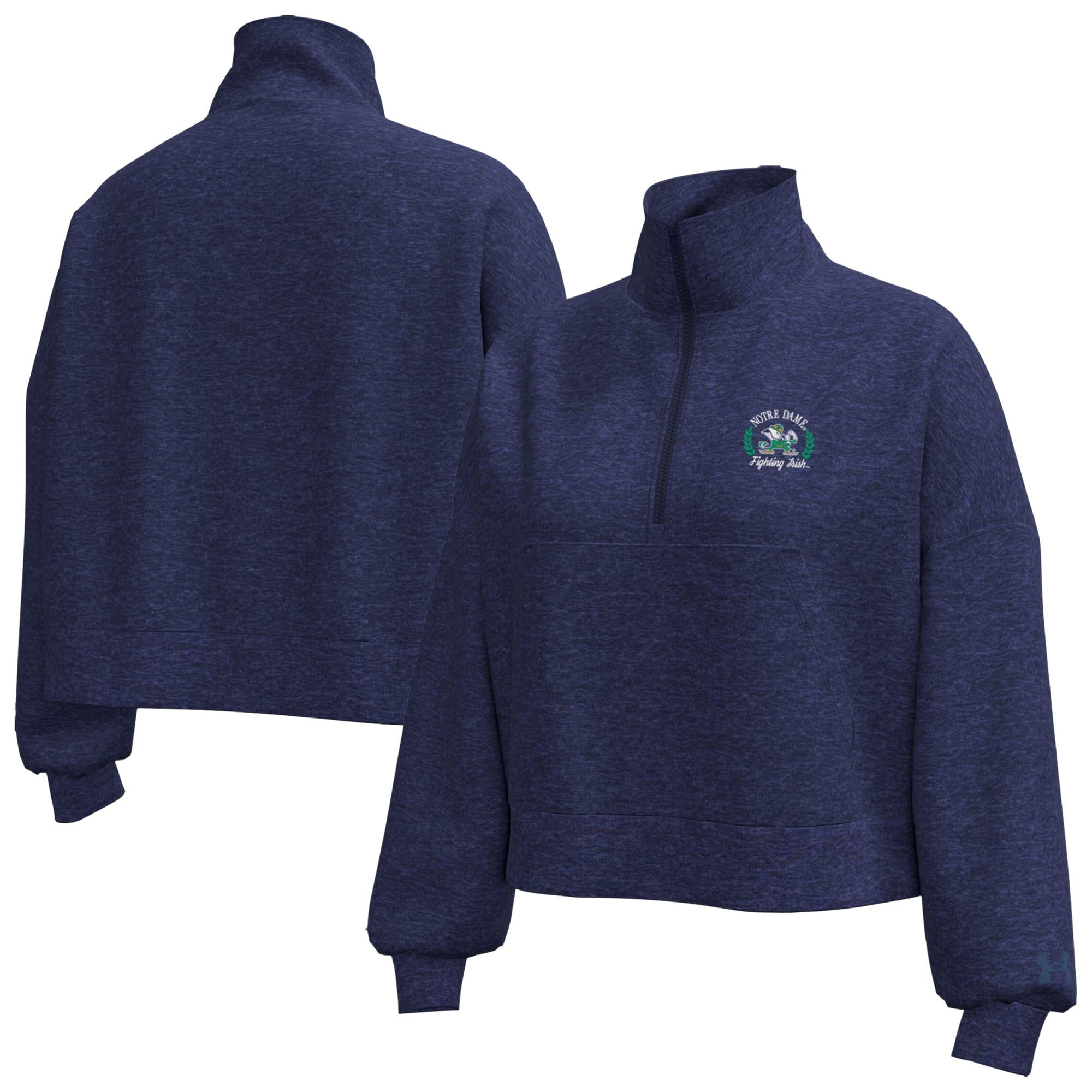 Veste polaire demi-zip Under Armour Heather Navy Notre Dame Fighting Irish Icon pour femme