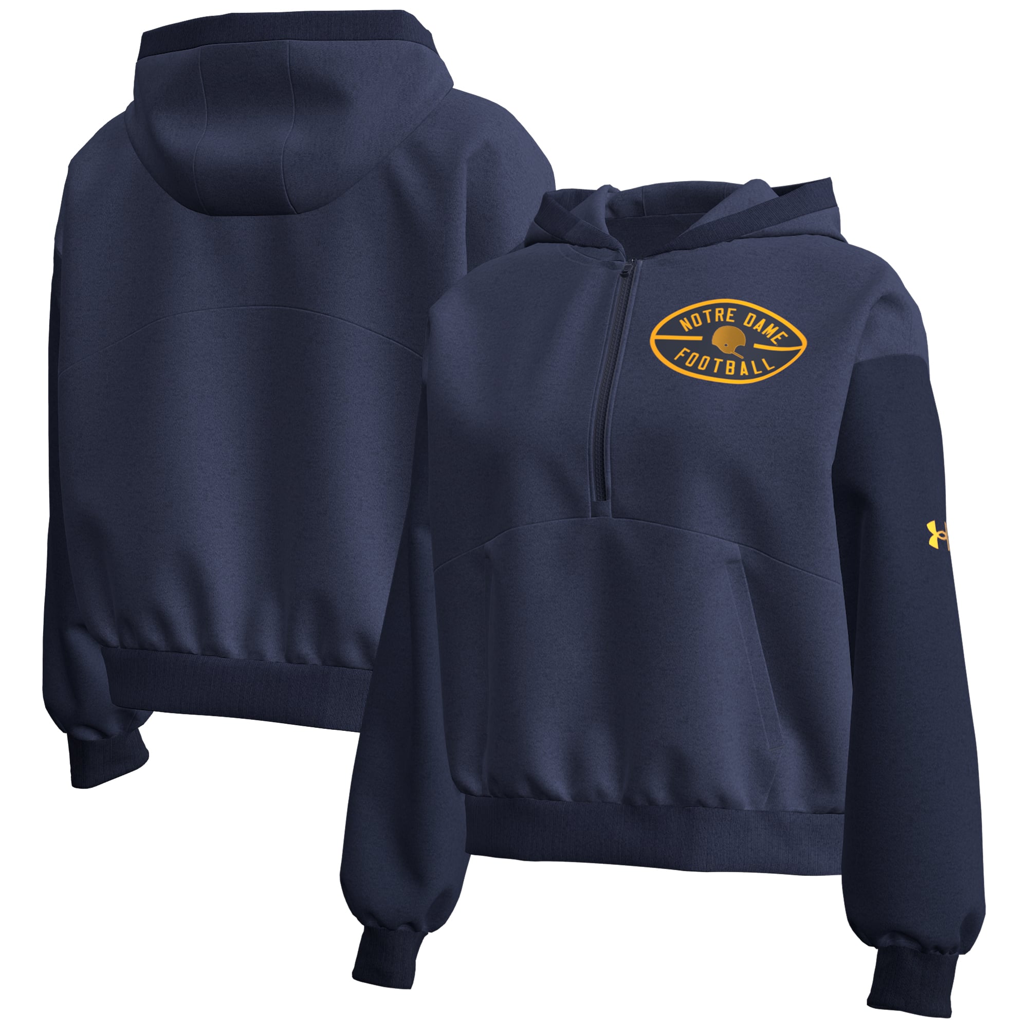 Women's Under Armour  Navy Notre Dame Fighting Irish 2026 Shamrock Series Icon Fleece Half-Zip Hoodie