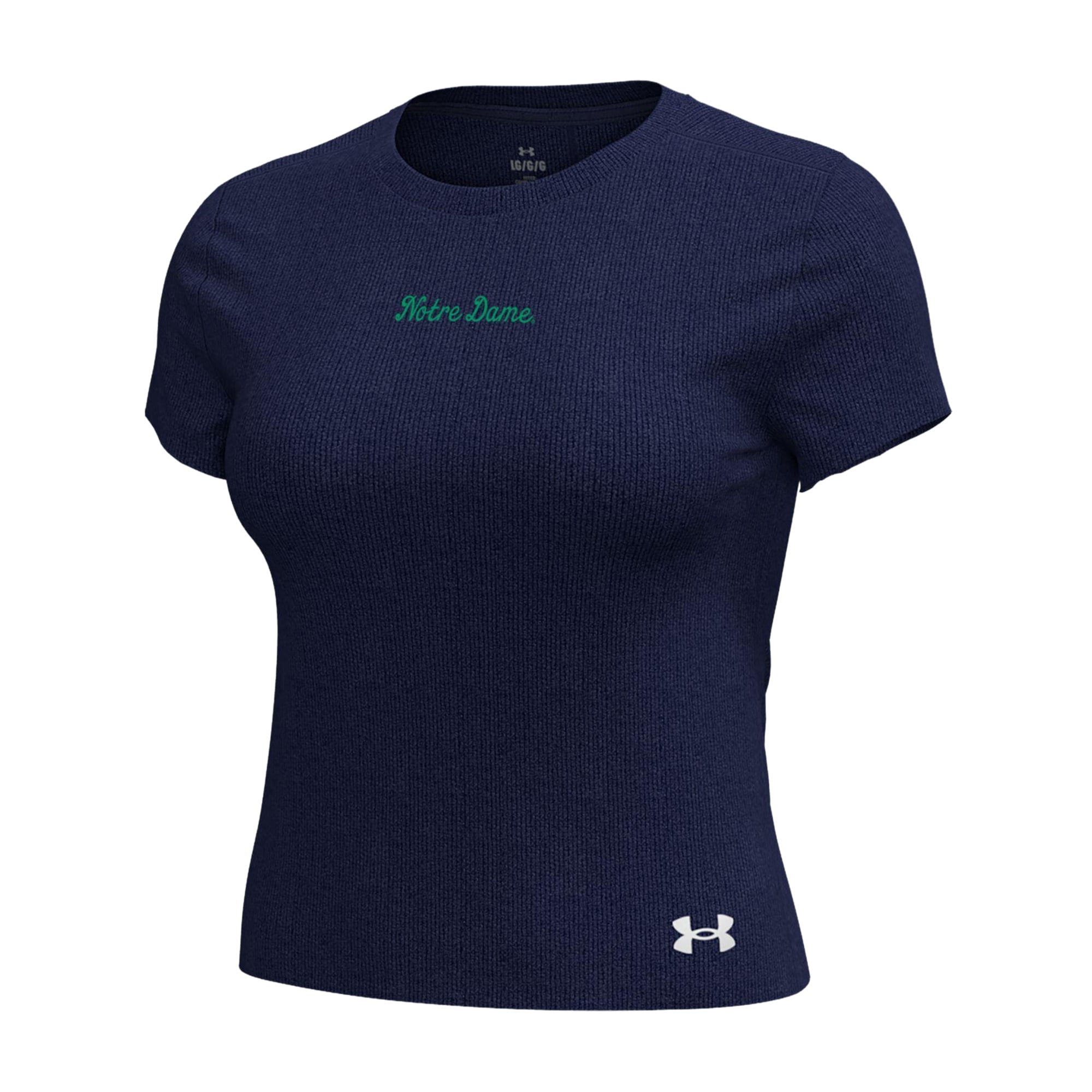 T-shirt Under Armour Mercer bleu marine pour femme, motif Notre Dame Fighting Irish