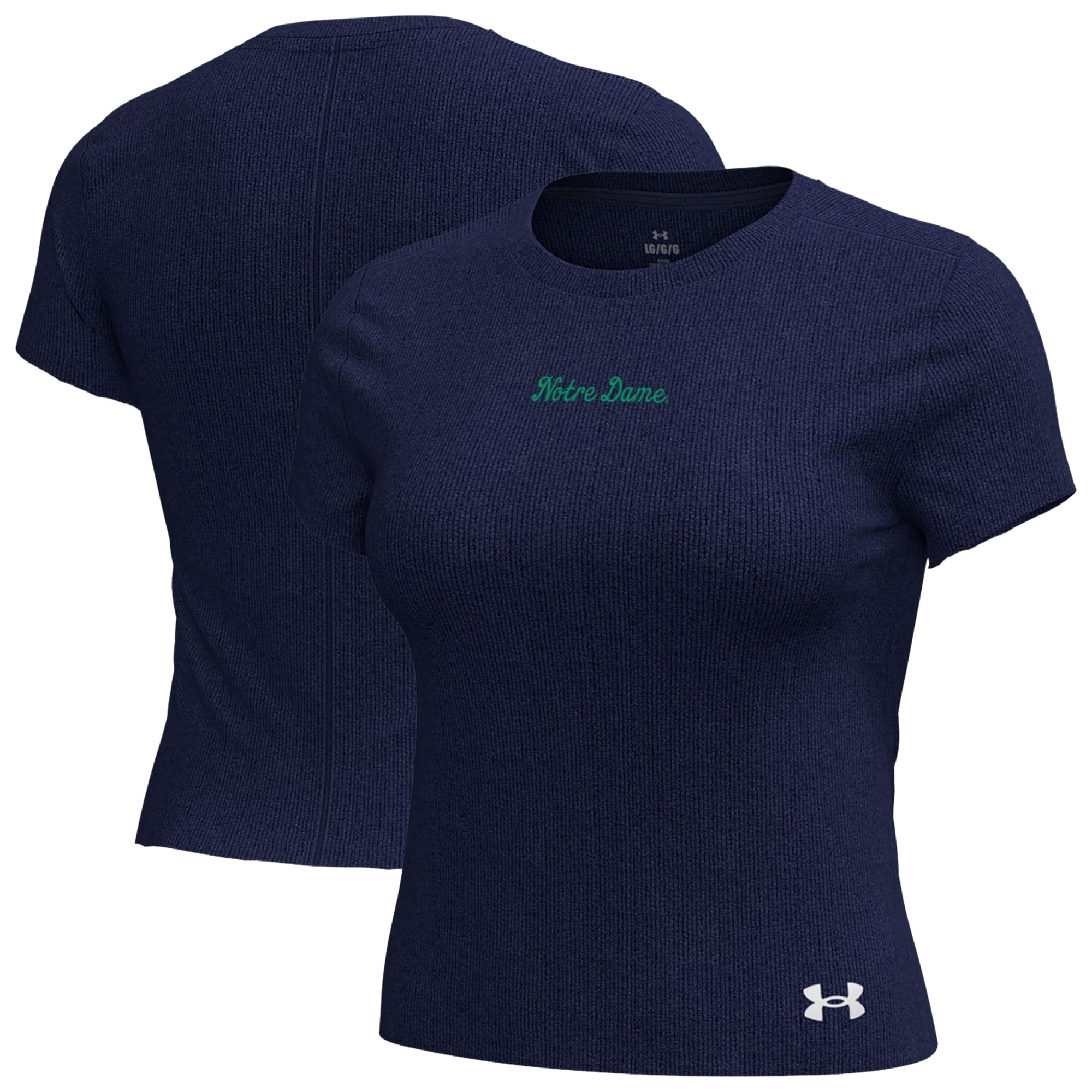 T-shirt Under Armour Mercer bleu marine pour femme, motif Notre Dame Fighting Irish