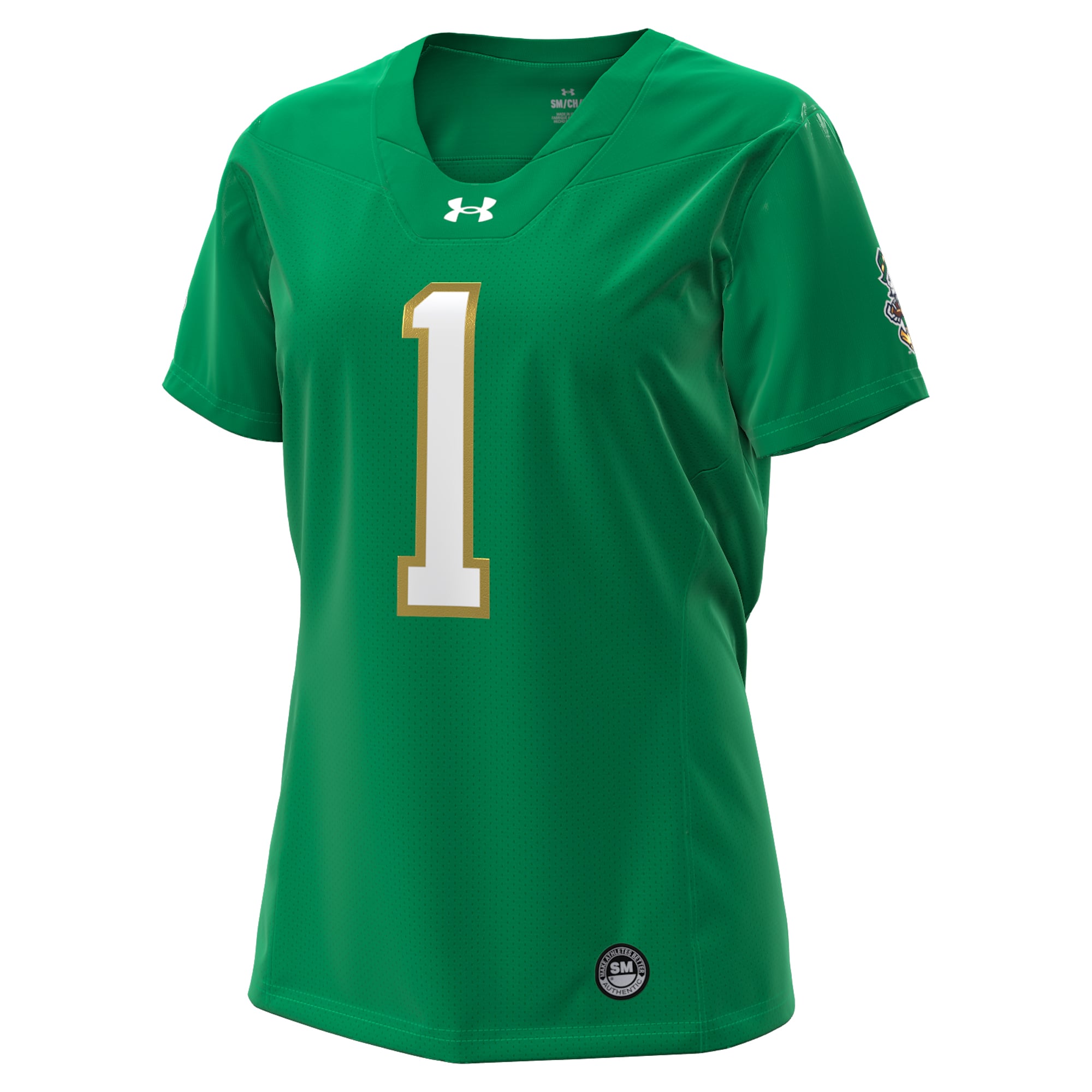 Women's Under Armour #1 Kelly Green Notre Dame Fighting Irish Wear Collection Football Replica Jersey