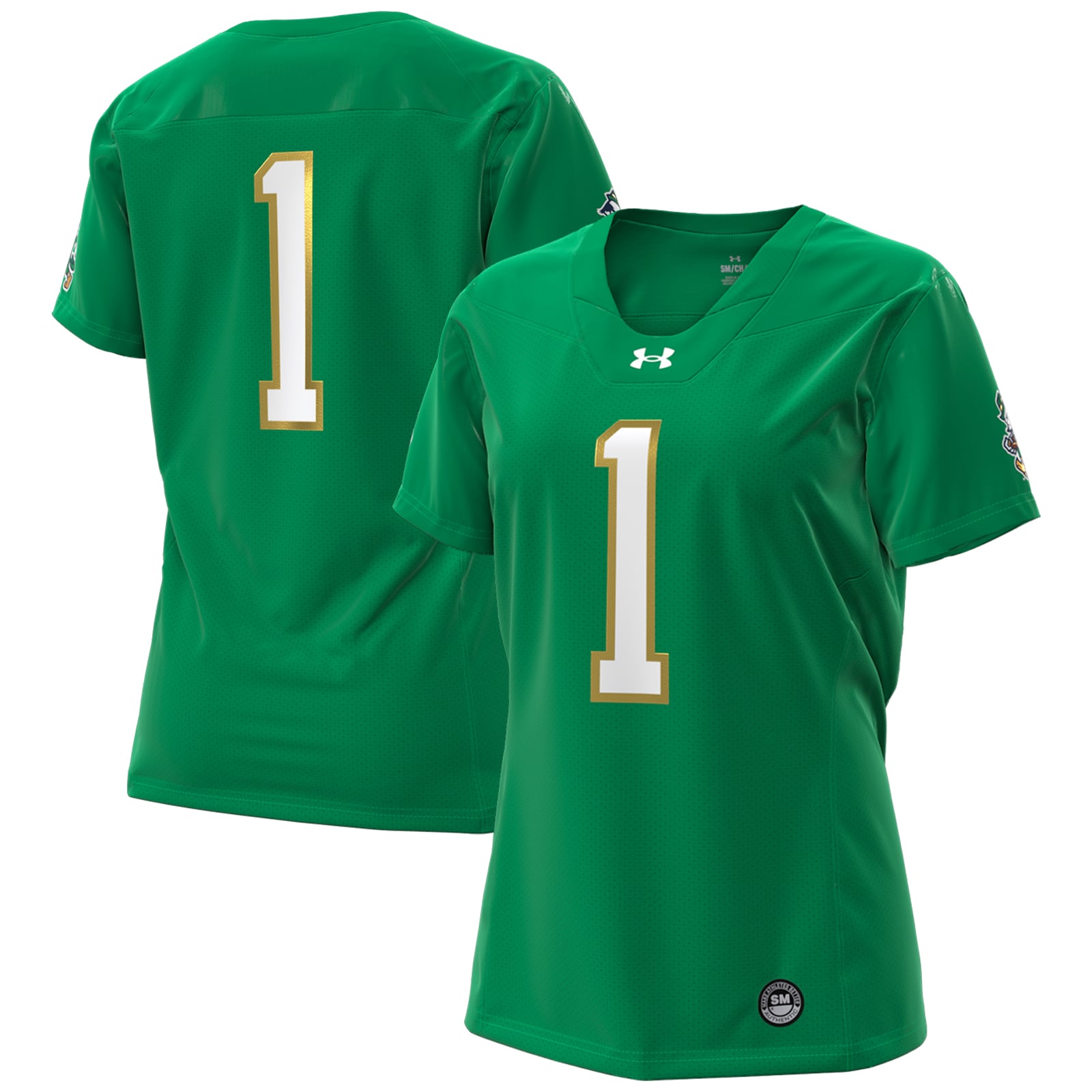 Women's Under Armour #1 Kelly Green Notre Dame Fighting Irish Wear Collection Football Replica Jersey