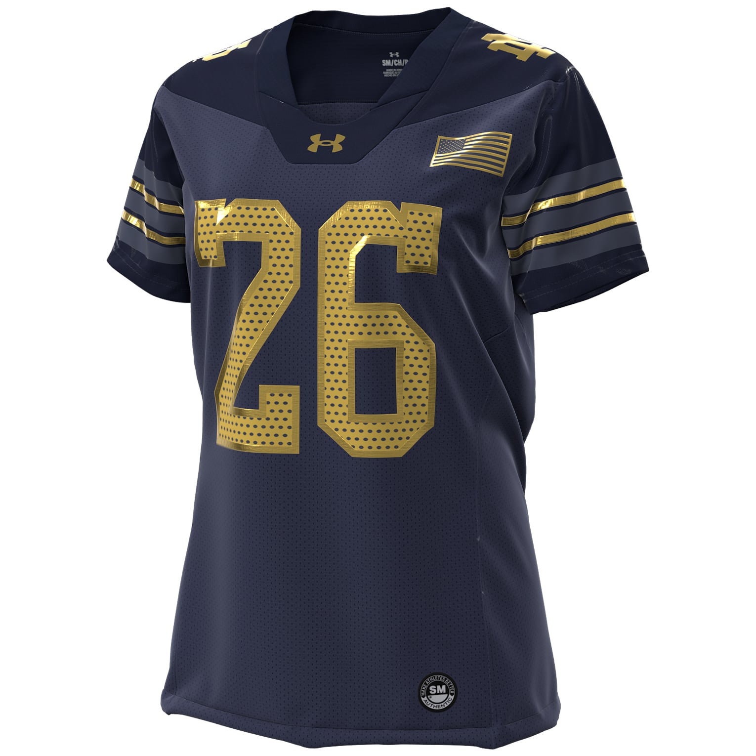 Women's Under Armour #26 Navy Notre Dame Fighting Irish 2026 Shamrock Series Replica Football Jersey