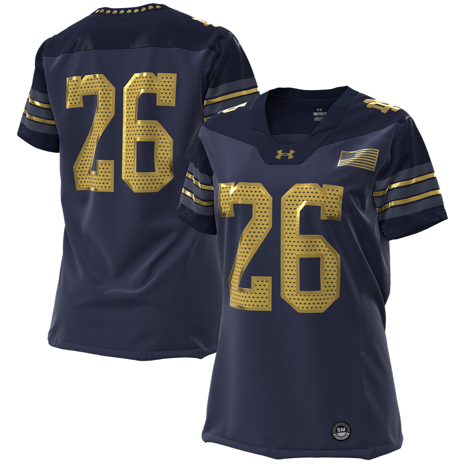Women's Under Armour #26 Navy Notre Dame Fighting Irish 2026 Shamrock Series Replica Football Jersey