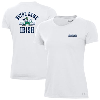  Notre Dame Fighting Irish Under Armour Women's Performance Cotton T-Shirt - White
