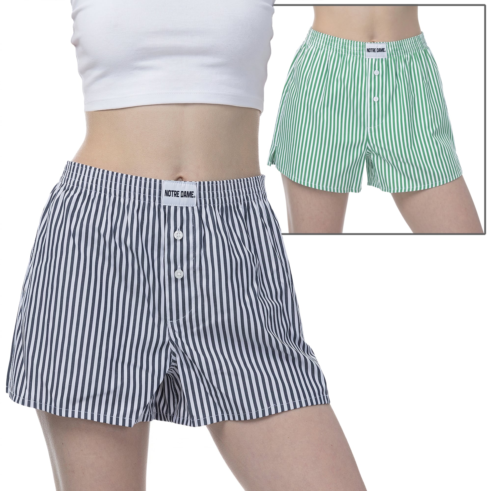Women's ZooZatz  Navy/Green Notre Dame Fighting Irish Two-Pack Boxer Shorts Set