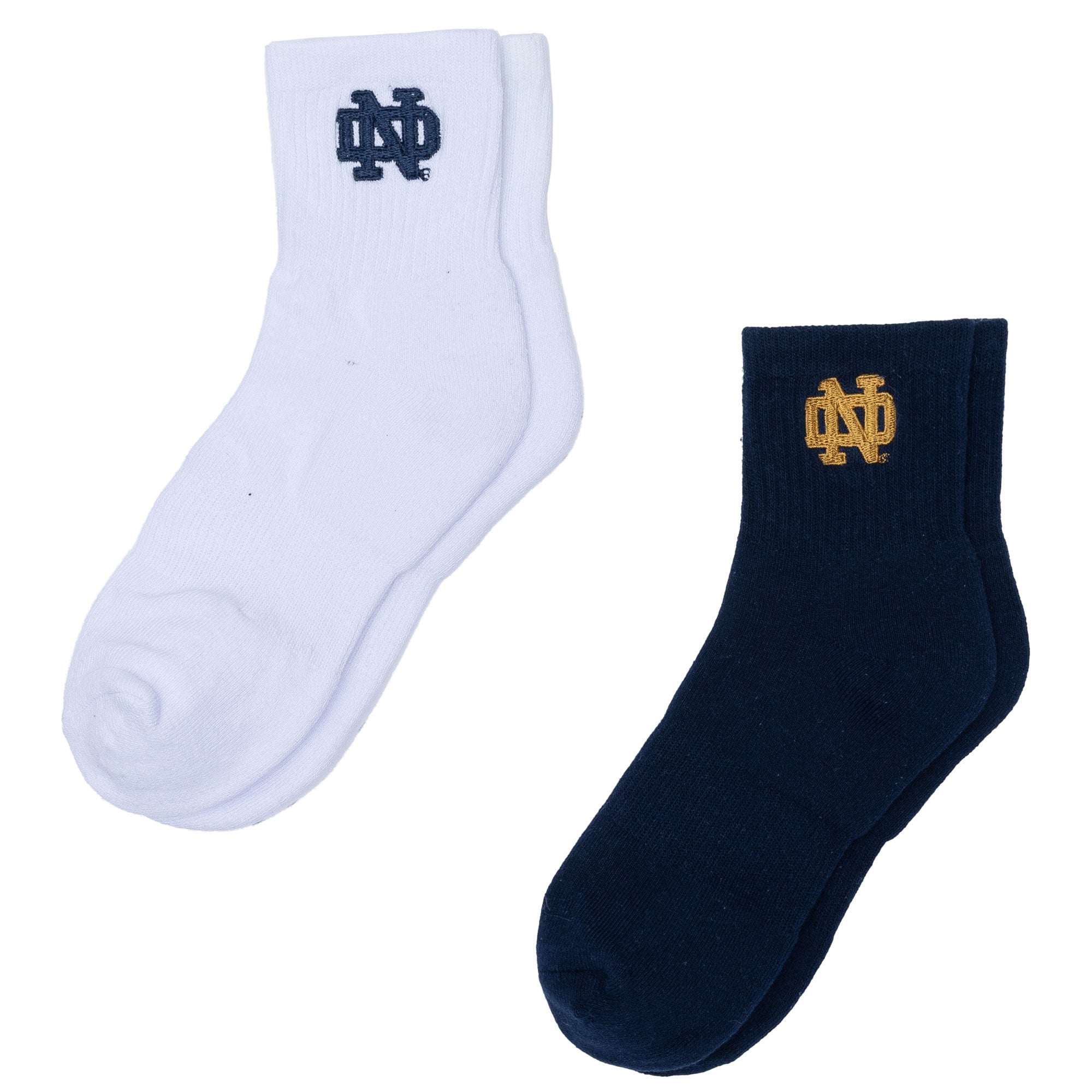 Lot de deux paires de chaussettes mi-longues ZooZatz blanches/bleu marine Notre Dame Fighting Irish pour femmes