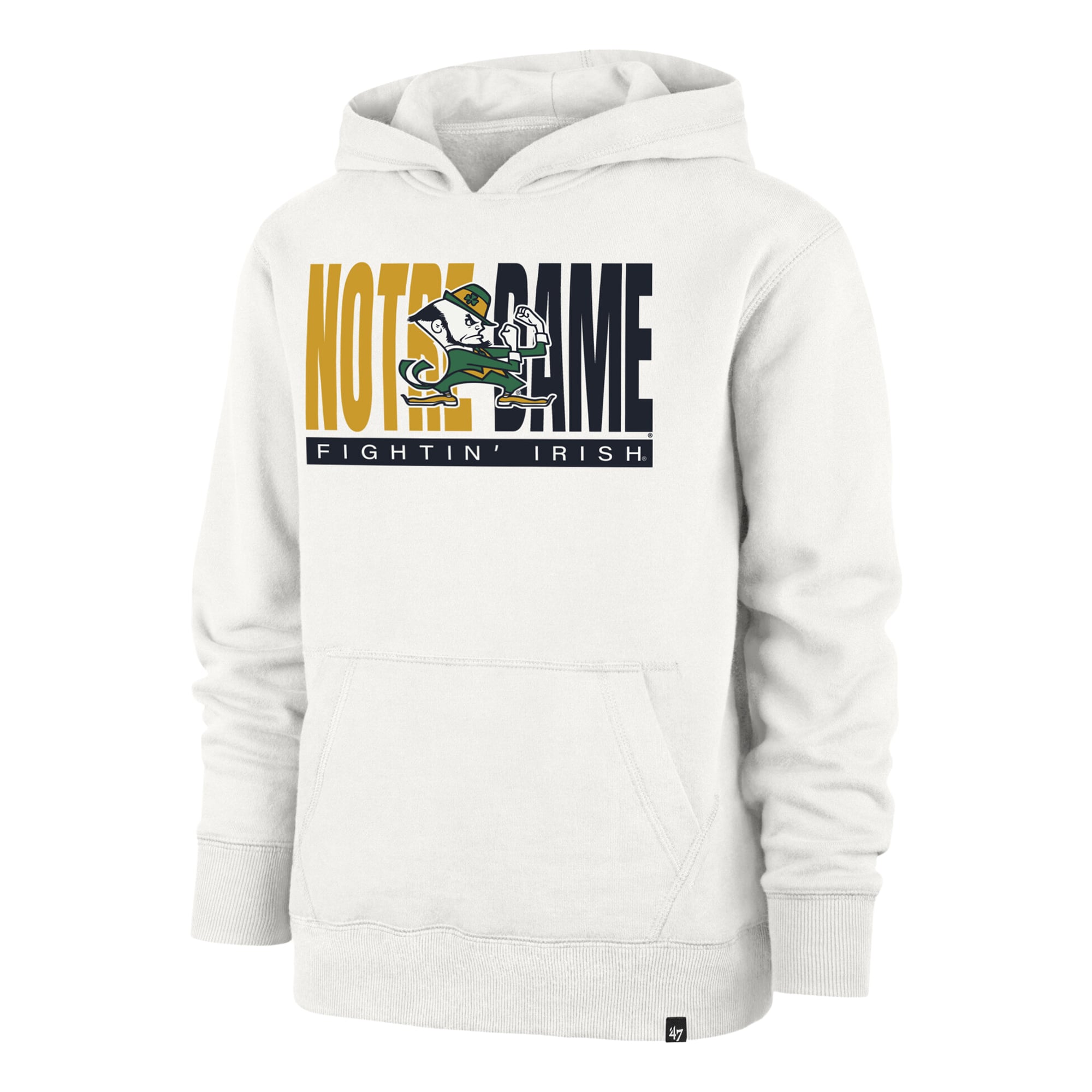 Youth '47 Cream Notre Dame Fighting Irish Block Text Pullover Hoodie