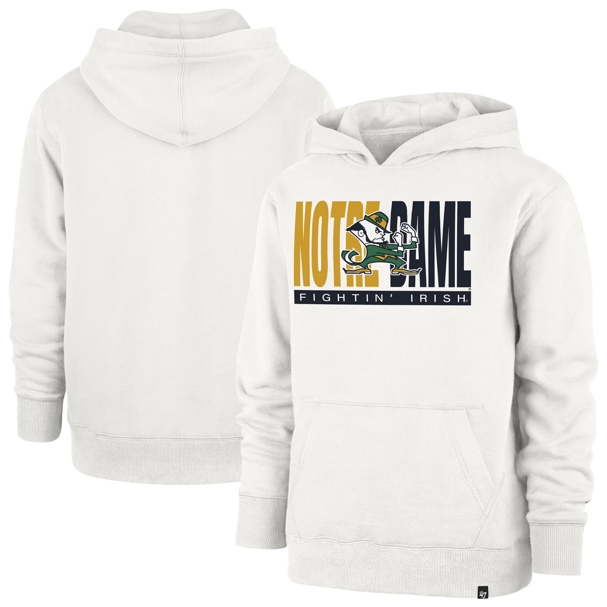 Youth '47 Cream Notre Dame Fighting Irish Block Text Pullover Hoodie