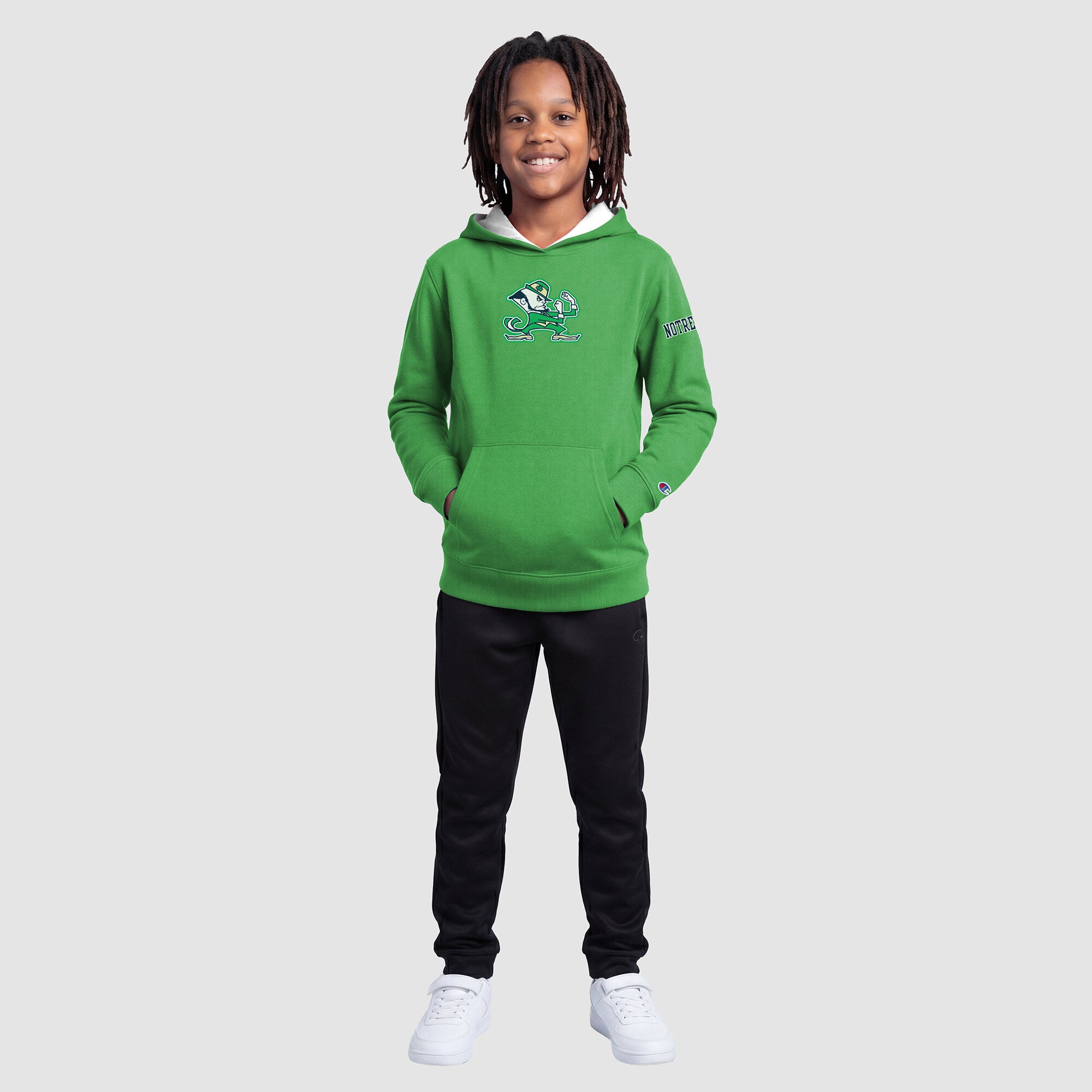 Sweat à capuche en polaire gris chiné Youth Champion Notre Dame Fighting Irish