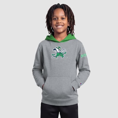  Notre Dame Fighting Irish Champion Youth Fleece Hoodie - Heather Gray