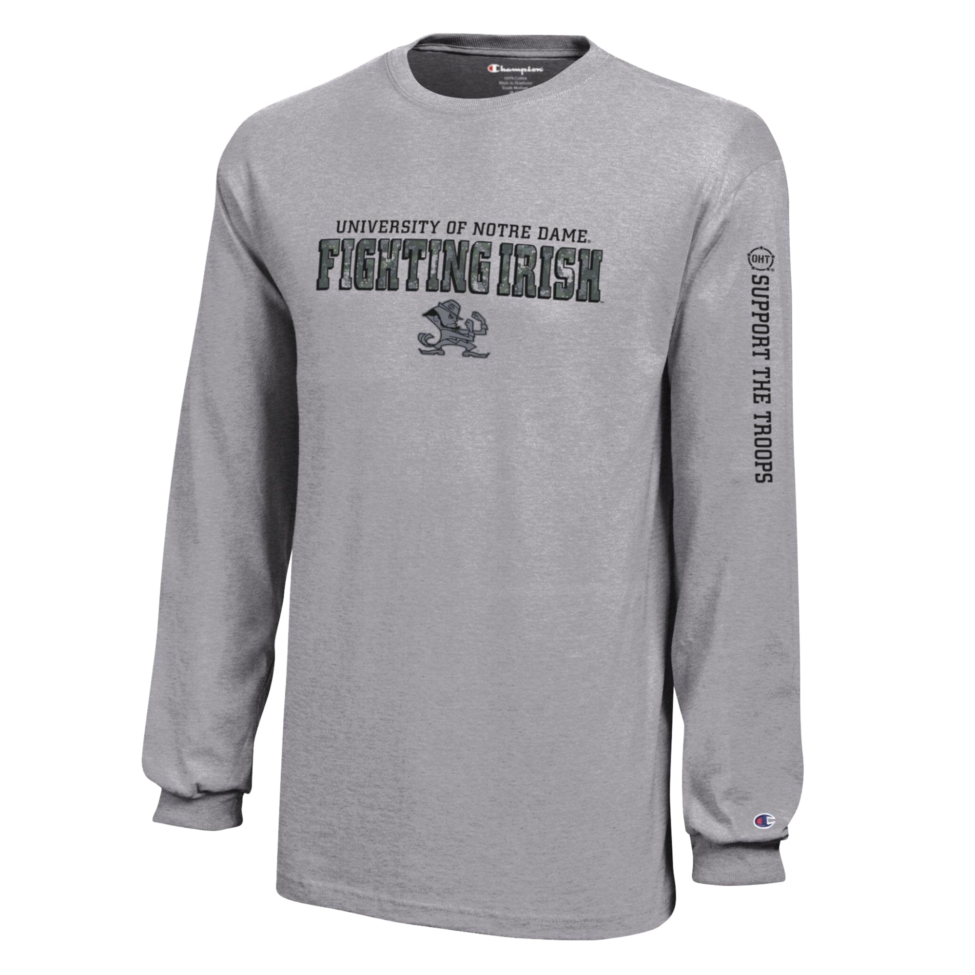 T-shirt à manches longues « Opération Coup du chapeau » Heather Gray, championne de jeunesse Notre Dame Fighting Irish
