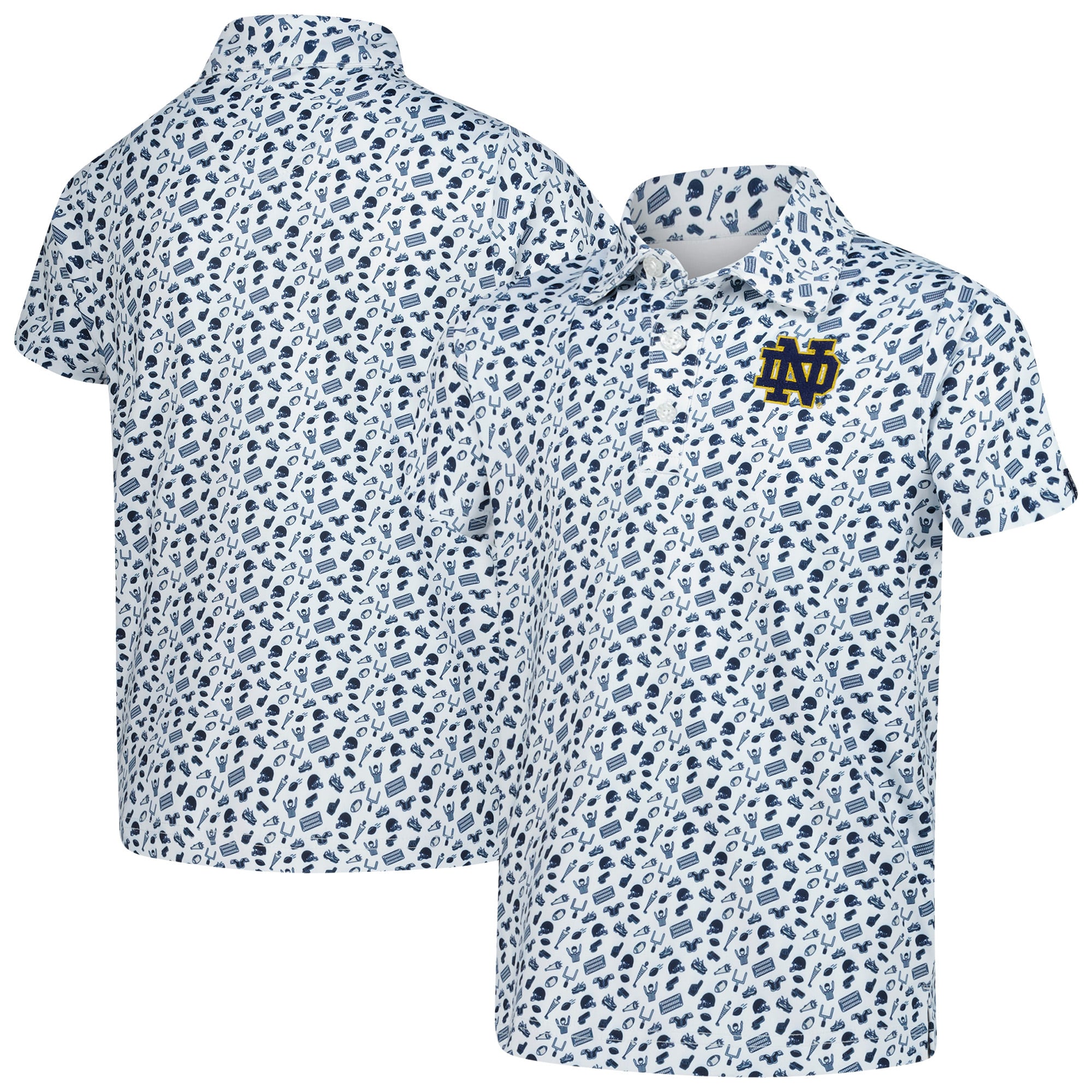 Polo Performance blanc à imprimé intégral Notre Dame Fighting Irish pour jeunes