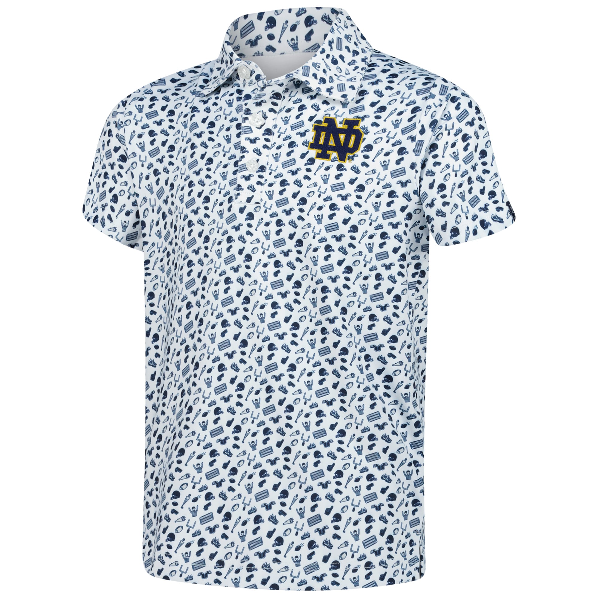 Polo Performance blanc à imprimé intégral Notre Dame Fighting Irish pour jeunes