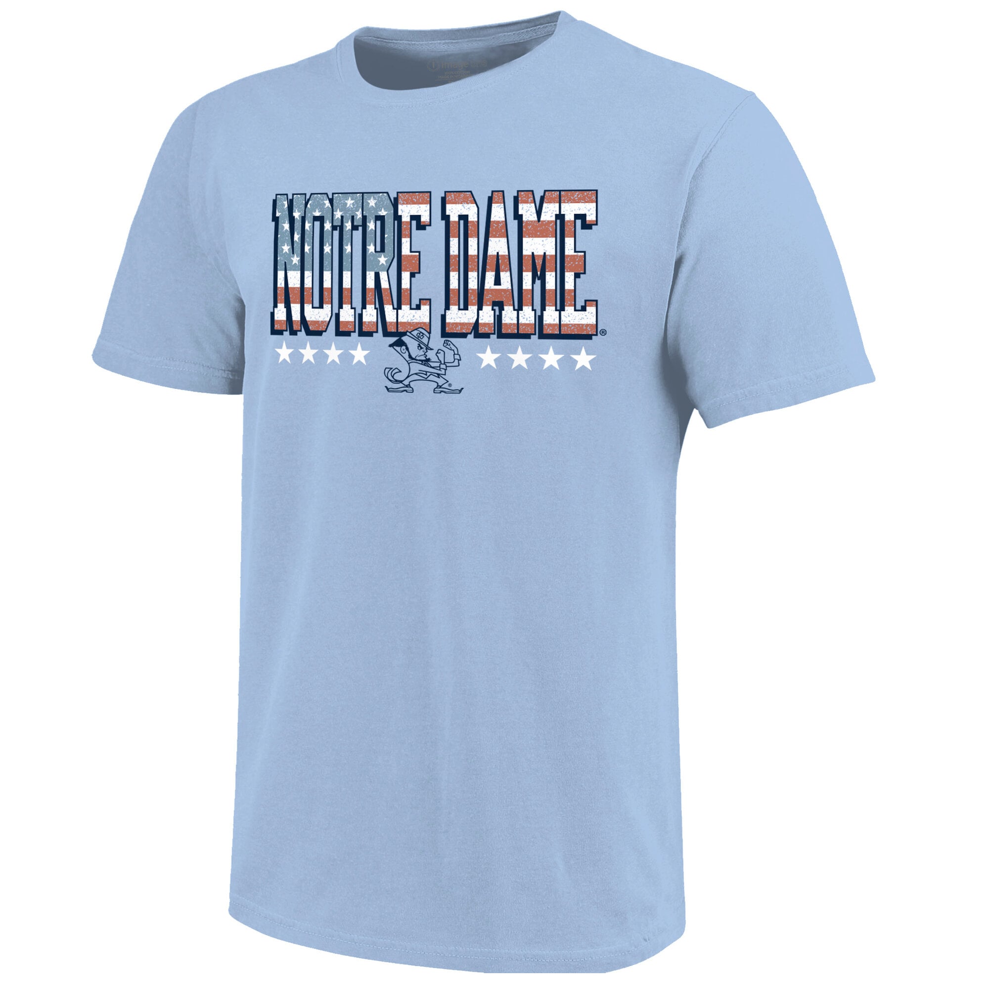 T-shirt bleu clair pour jeunes avec drapeau américain Notre Dame Fighting Irish