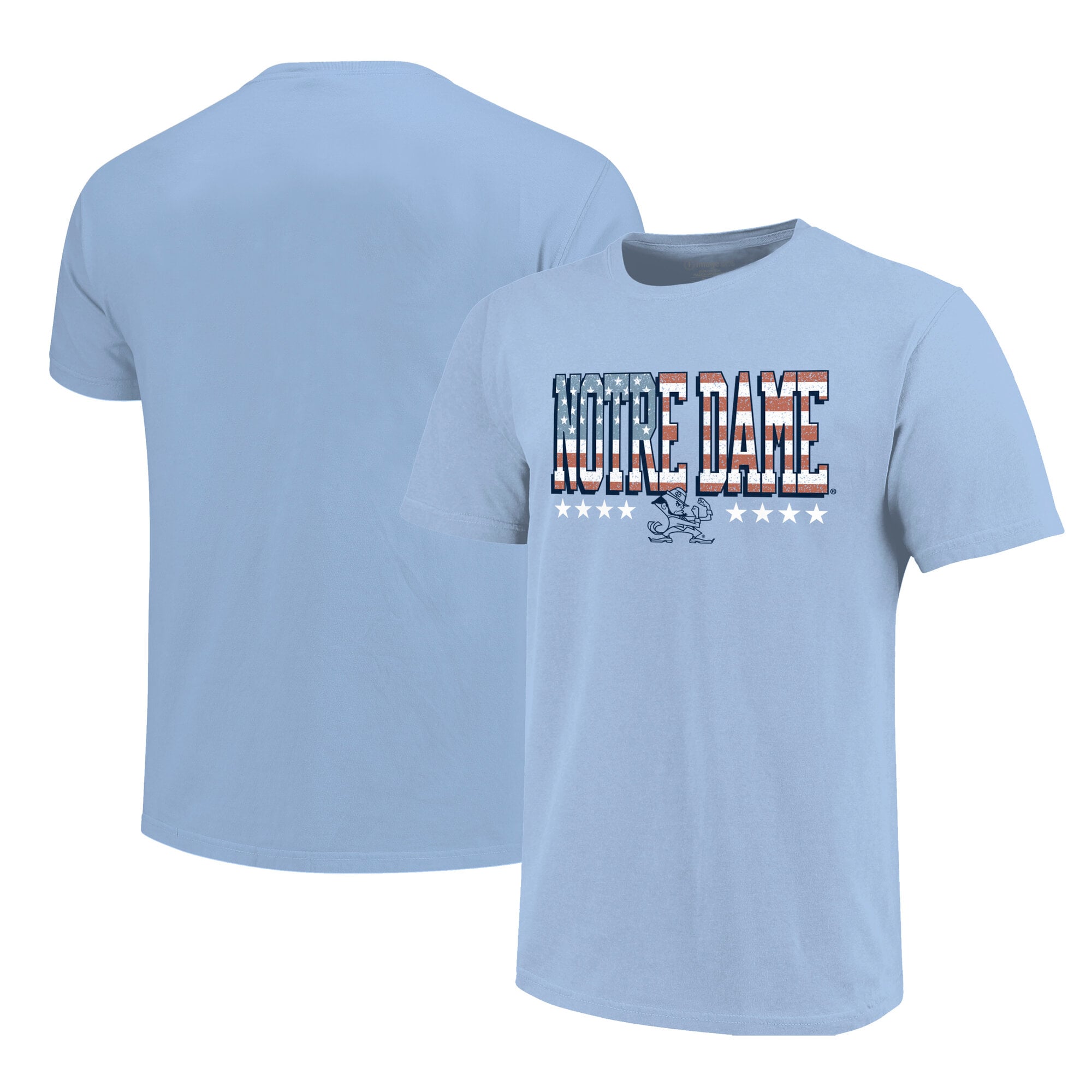 T-shirt bleu clair pour jeunes avec drapeau américain Notre Dame Fighting Irish