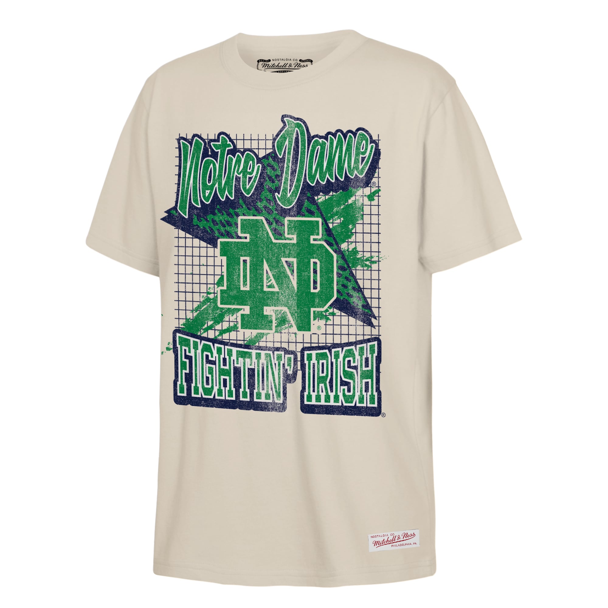 T-shirt universitaire Mitchell & Ness Natural Notre Dame Fighting Irish pour jeunes