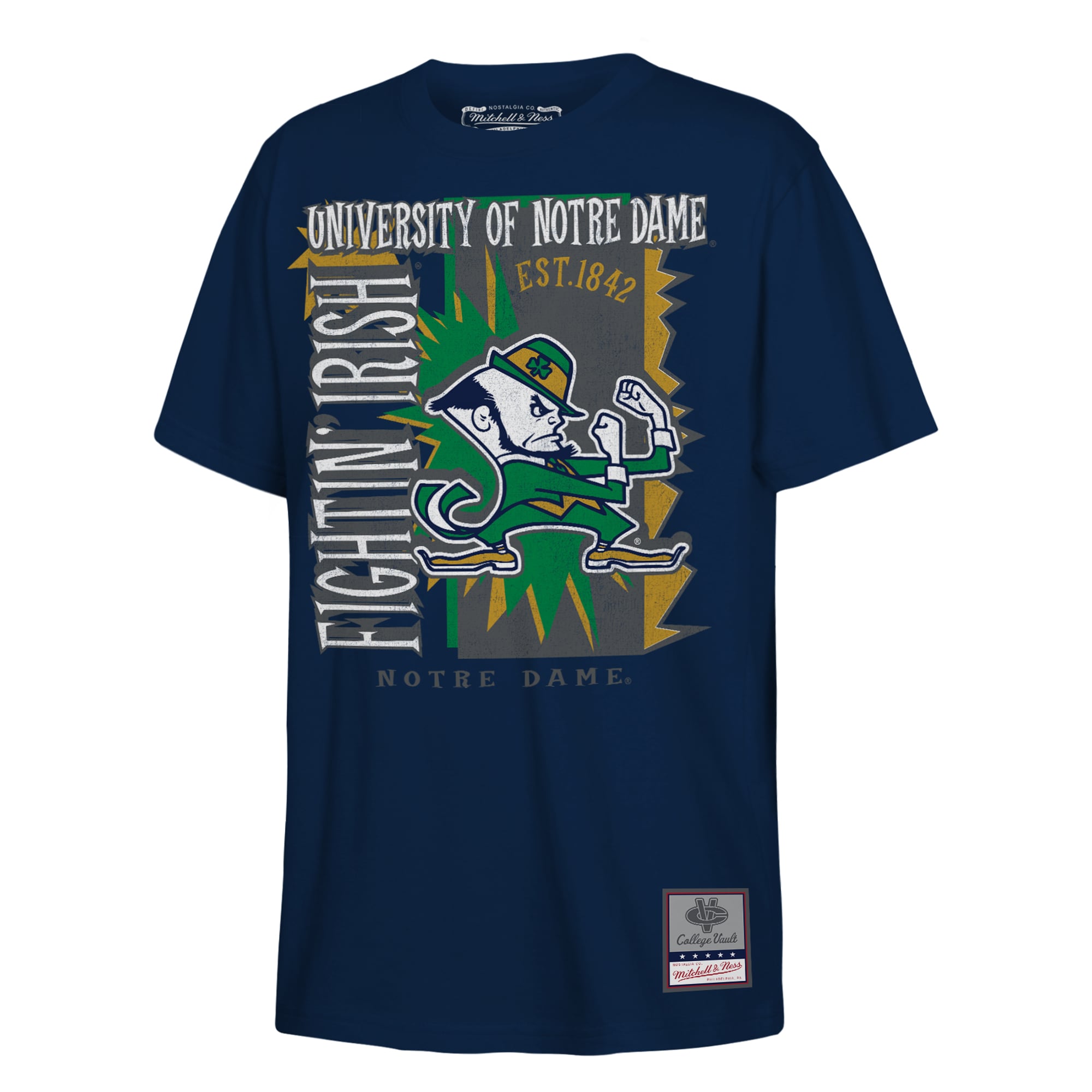 T-shirt Mitchell & Ness Navy Notre Dame Fighting Irish pour enfant, style rétro années 90