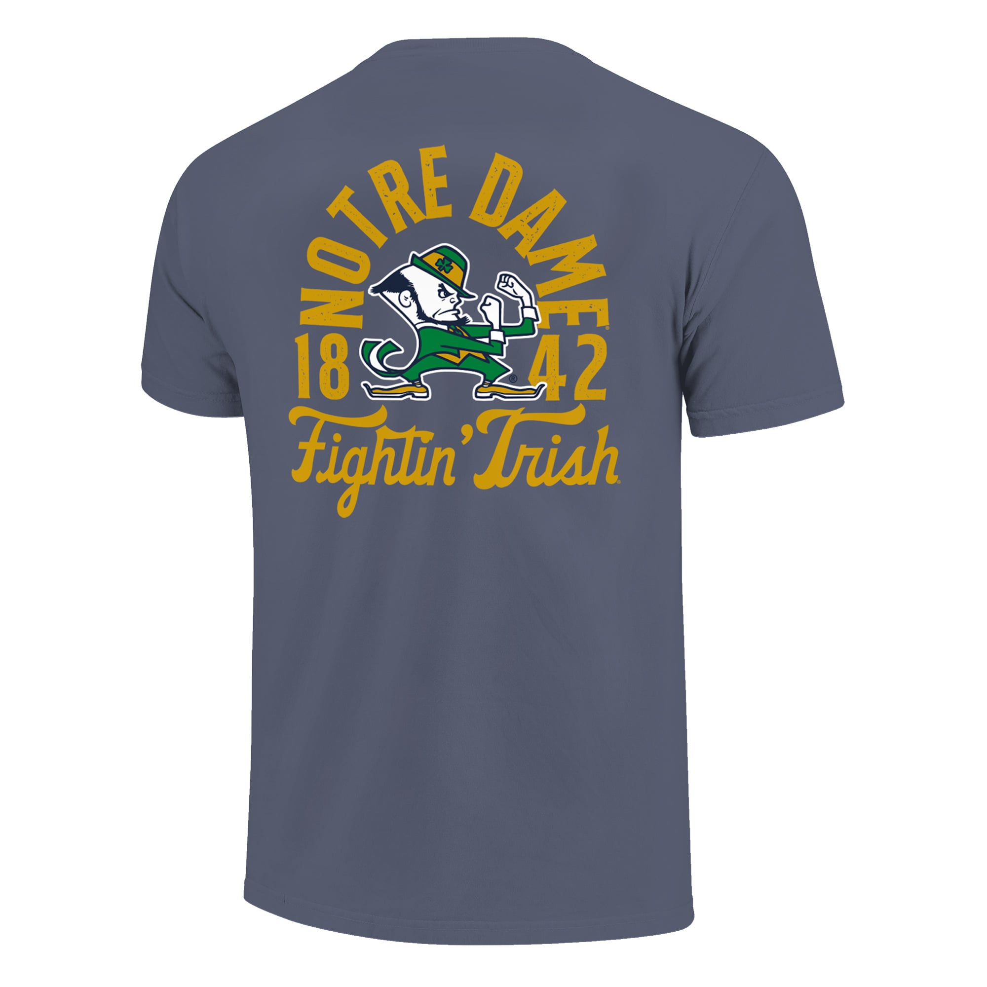 T-shirt bleu marine pour jeunes avec mascotte des Fighting Irish de Notre Dame