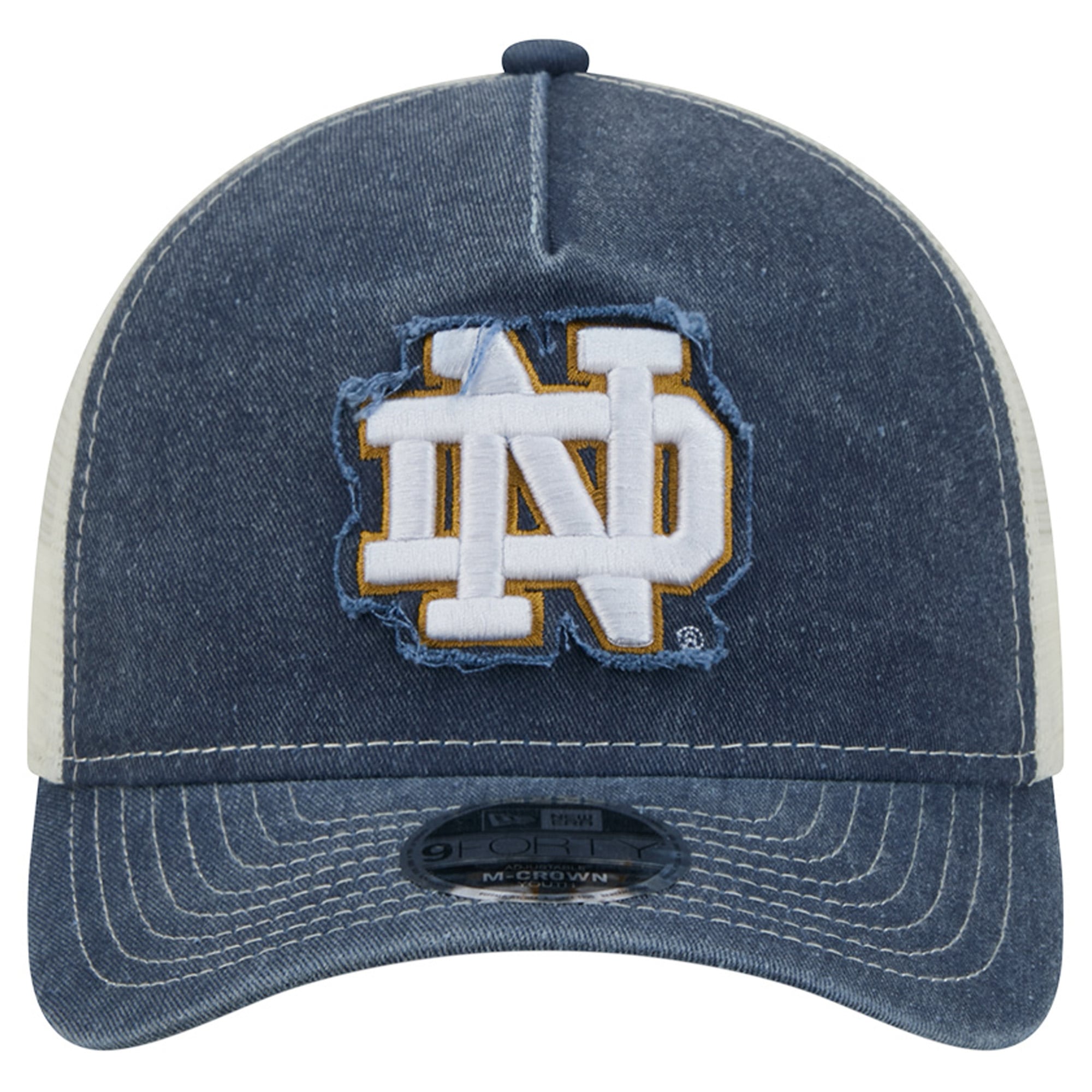 Youth New Era Navy Notre Dame Fighting Irish Retro A-Frame Adjustable Trucker Hat