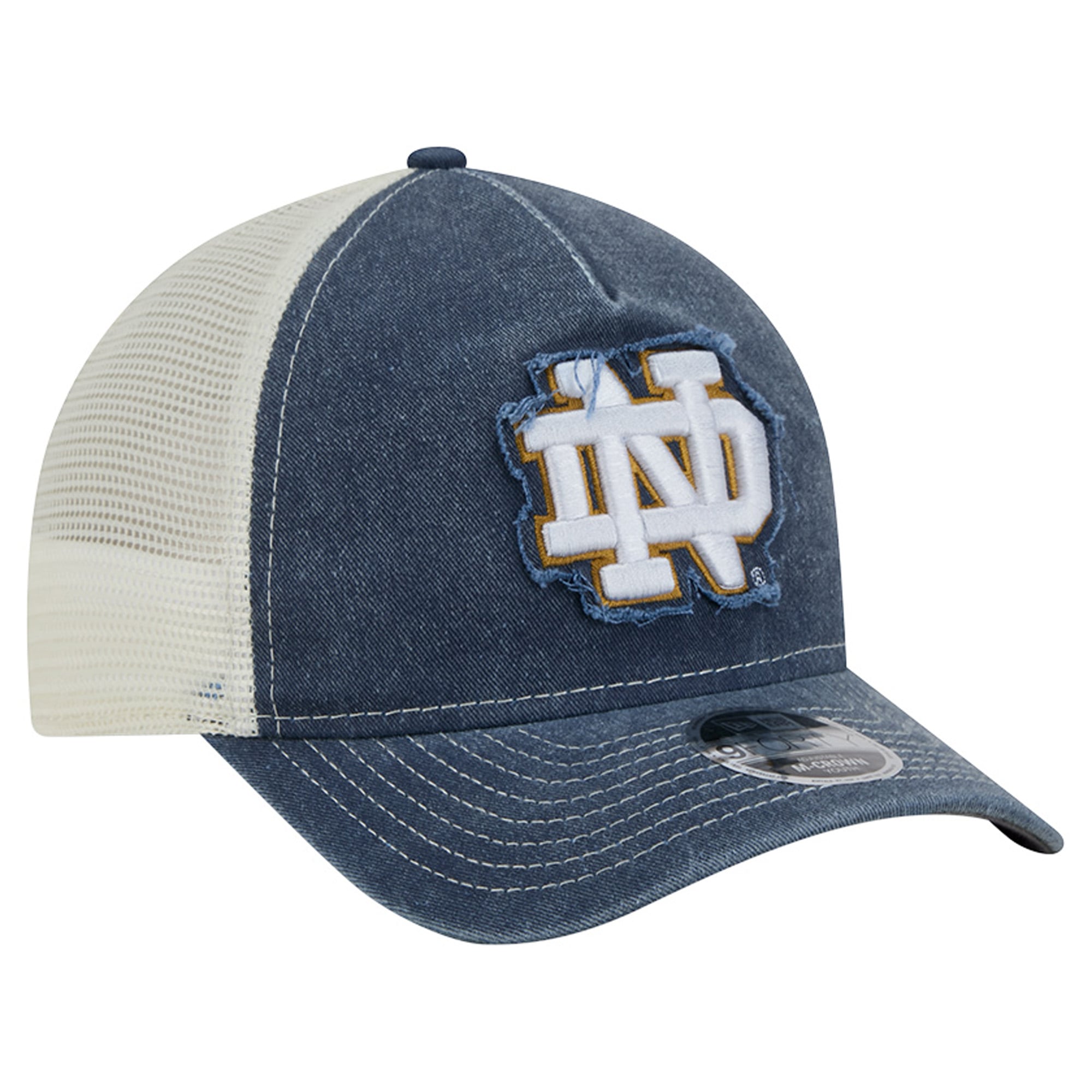 Youth New Era Navy Notre Dame Fighting Irish Retro A-Frame Adjustable Trucker Hat