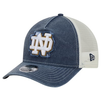 Notre Dame Fighting Irish New Era Youth Retro A-Frame M-Crown Adjustable Trucker Hat - Navy