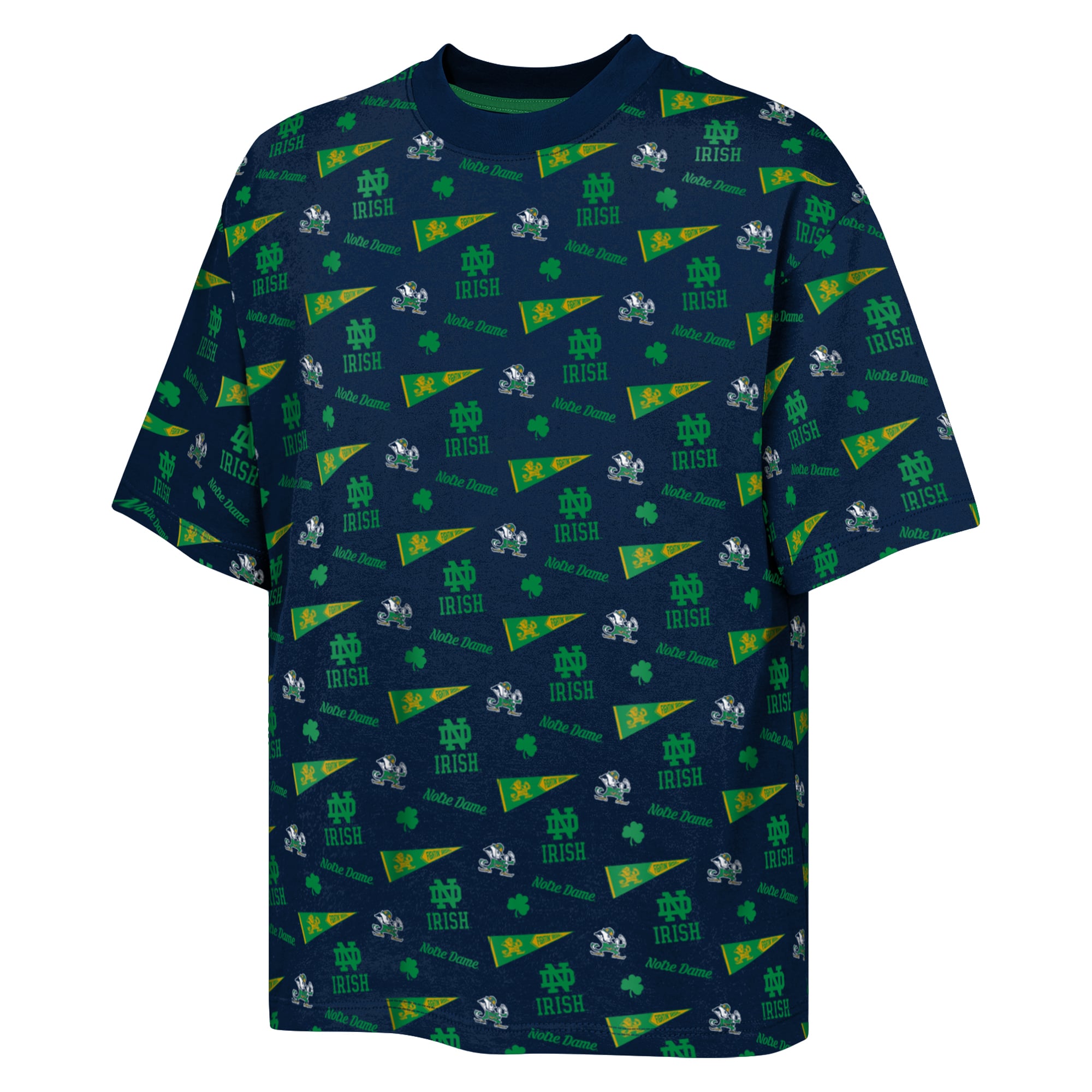 Youth Outerstuff Navy Notre Dame Fighting Irish Scramble All Over Print T-Shirt