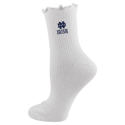  Notre Dame Fighting Irish PRO Compression Youth Logo Lettuce Hem Quarter Socks - White