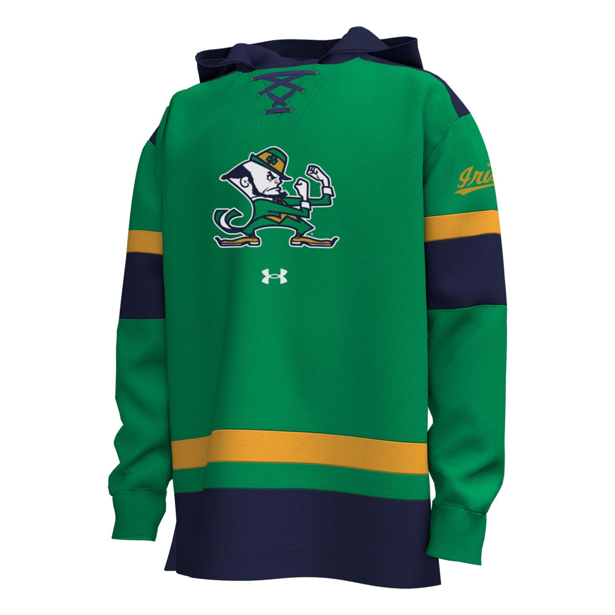Sweat à capuche Under Armour vert pour jeunes, édition spéciale hockey des Fighting Irish de Notre Dame.