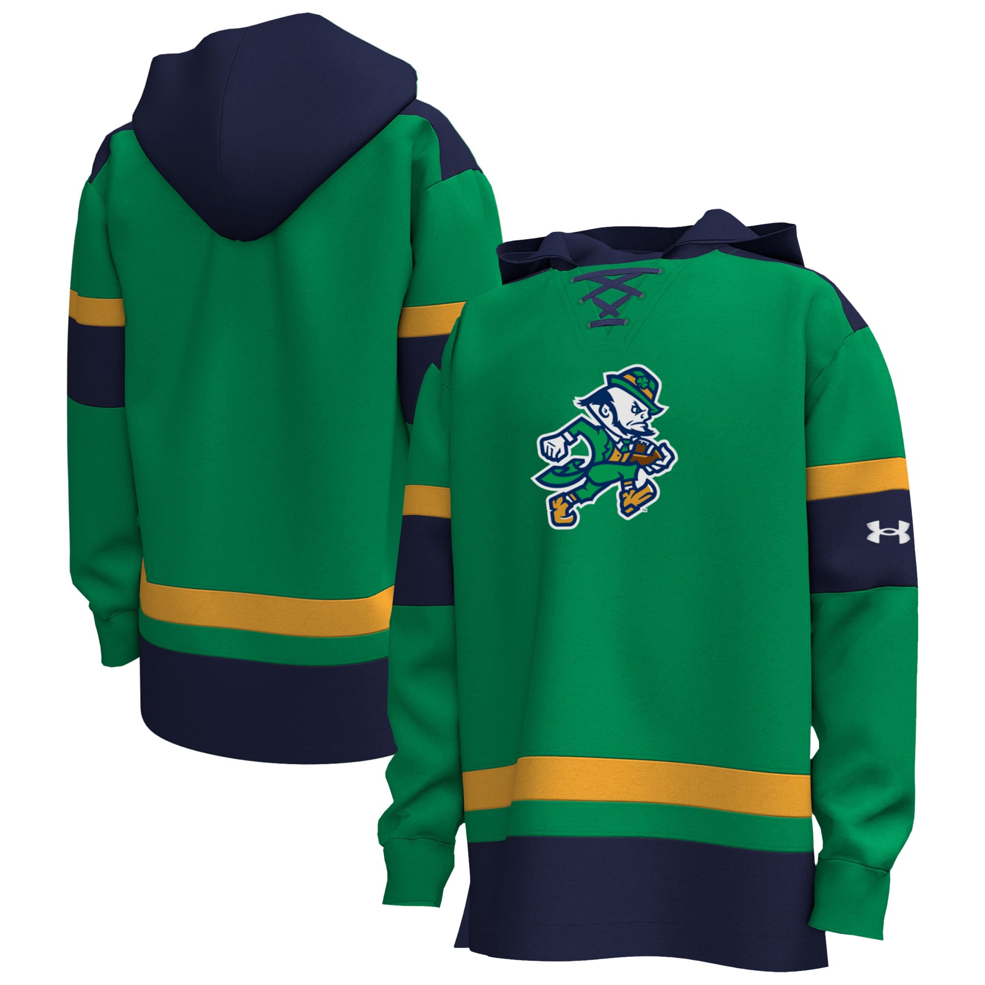 Youth Under Armour Kelly Green Notre Dame Fighting Irish Wear Gameday Hockey Hoodie