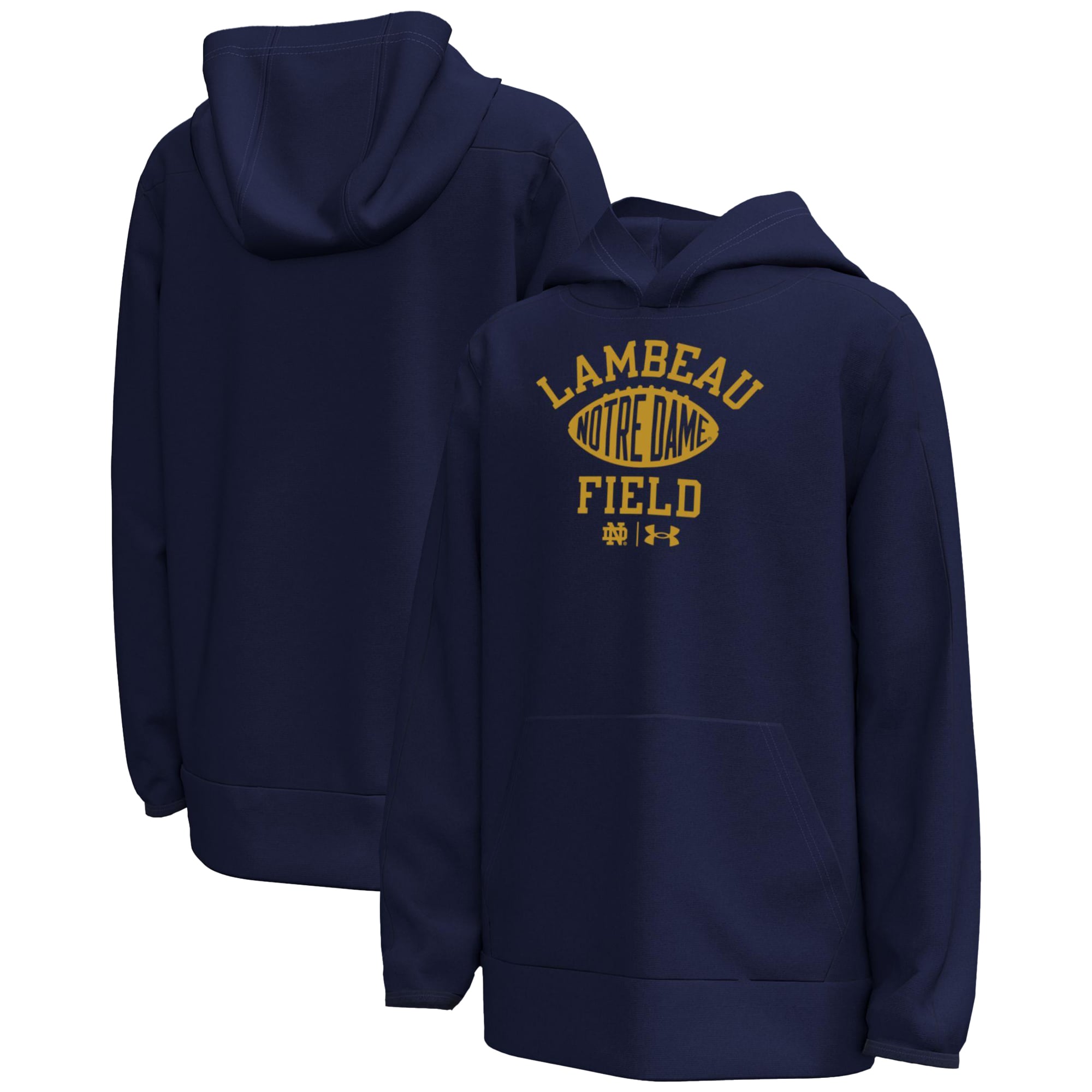 Youth Under Armour Navy Notre Dame Fighting Irish 2026 Shamrock Series Arch Field Sign Fleece Hoodie