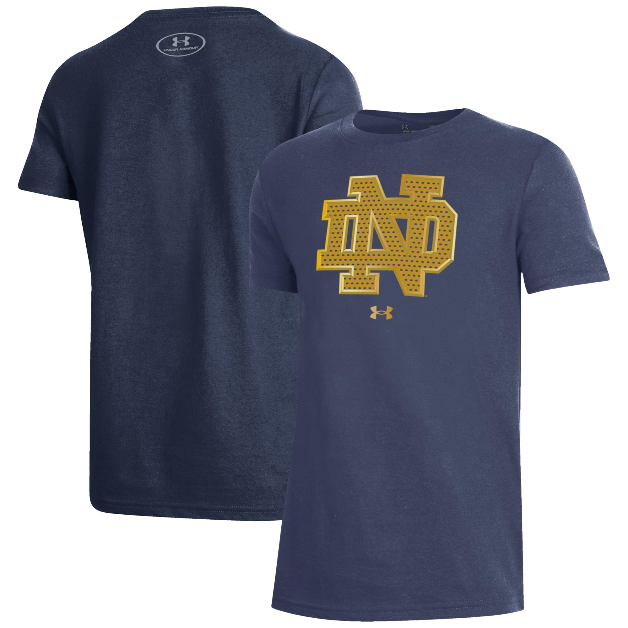 T-shirt de performance Under Armour bleu marine Notre Dame Fighting Irish 2026 Shamrock Series Interlock Mesh pour jeunes