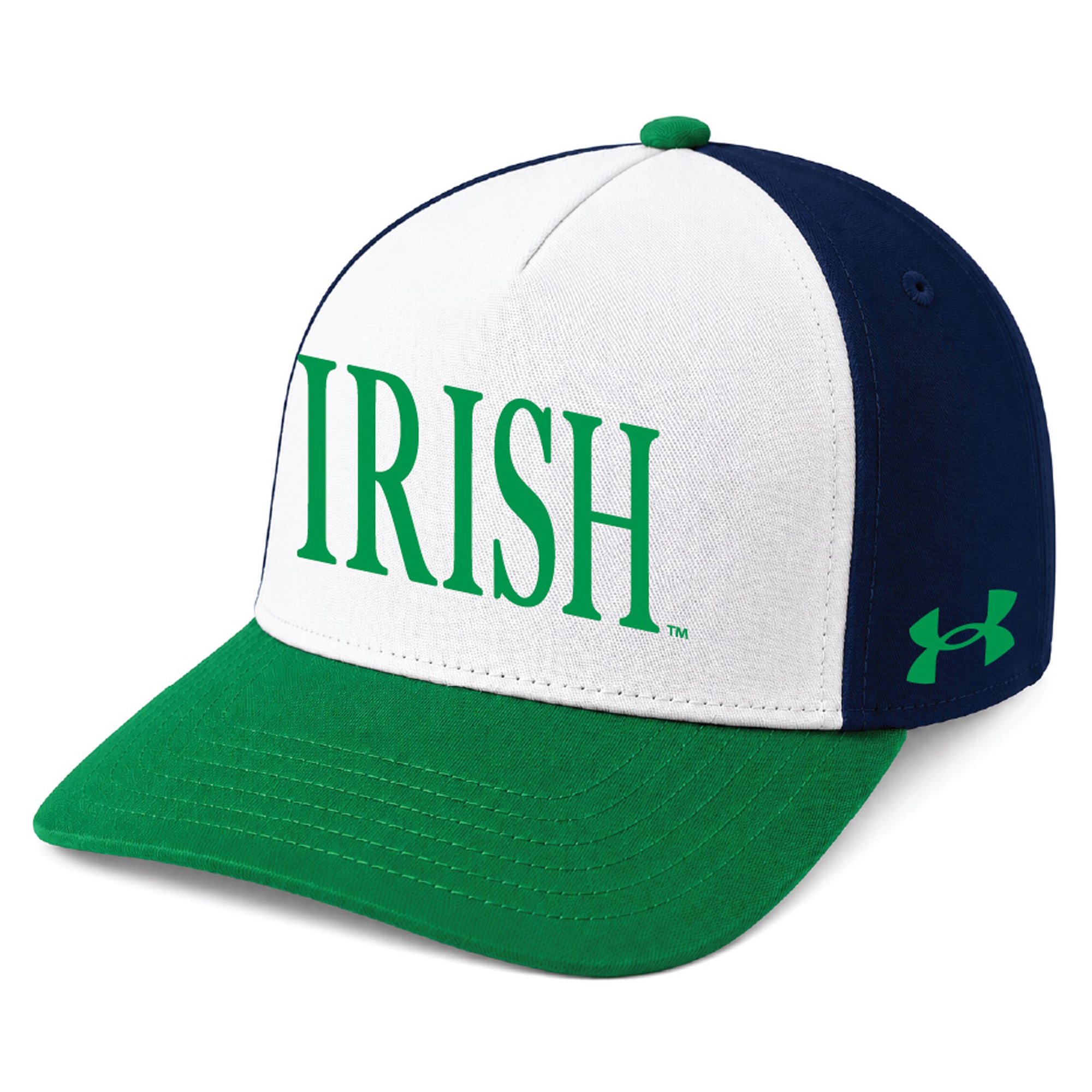 Casquette ajustable Under Armour blanche/vert Kelly Notre Dame Fighting Irish pour enfant