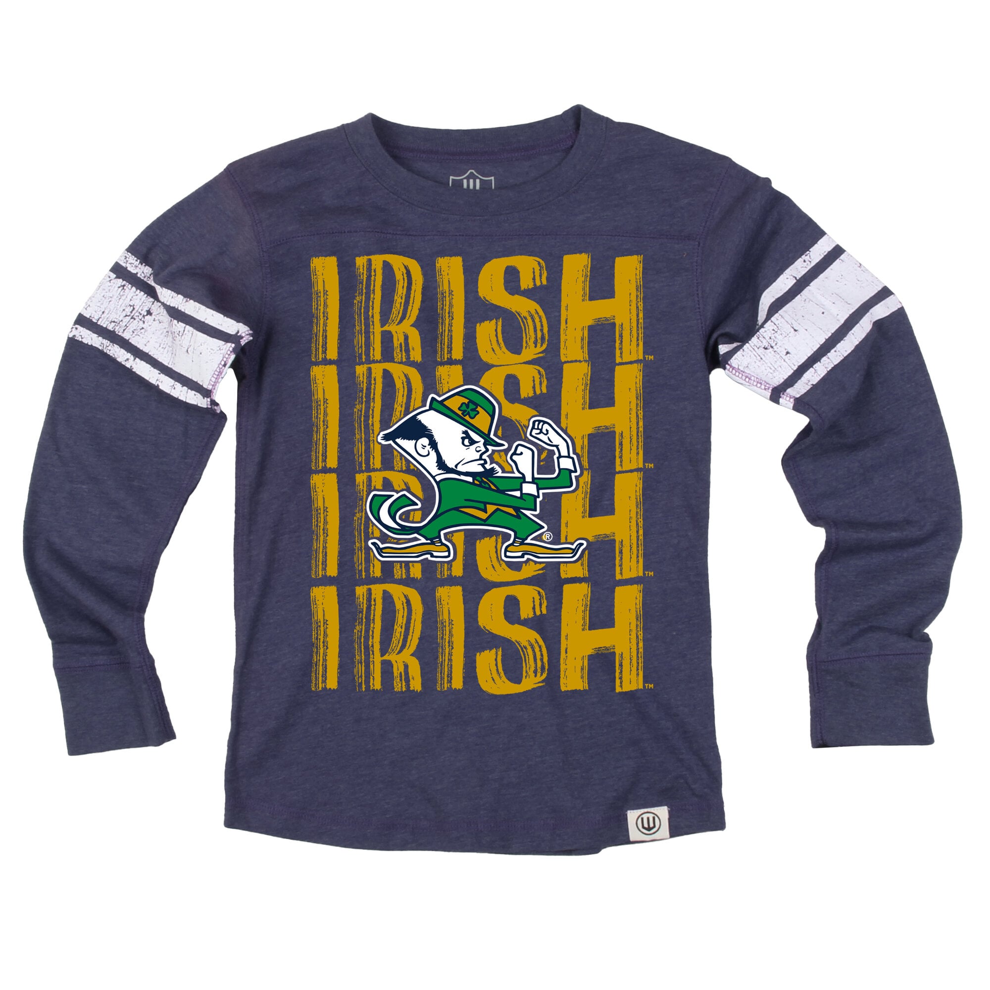 T-shirt de football à manches longues Youth Wes & Willy Navy Notre Dame Fighting Irish