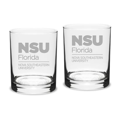 Nova Southeastern Sharks 14oz. 2-Piece Classic Double Old-Fashioned Glass Set