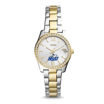 Nova Southeastern Sharks Fossil Women's Scarlette Mini Two-Tone Stainless Steel Watch