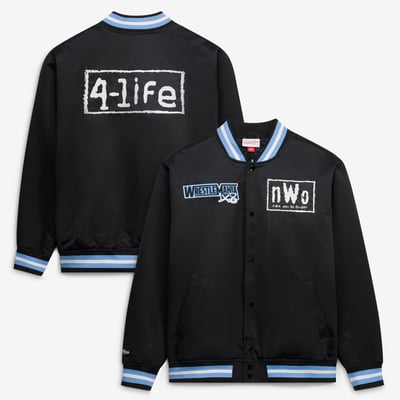Veste légère en satin à boutons-pression Mitchell & Ness nWo - Noire