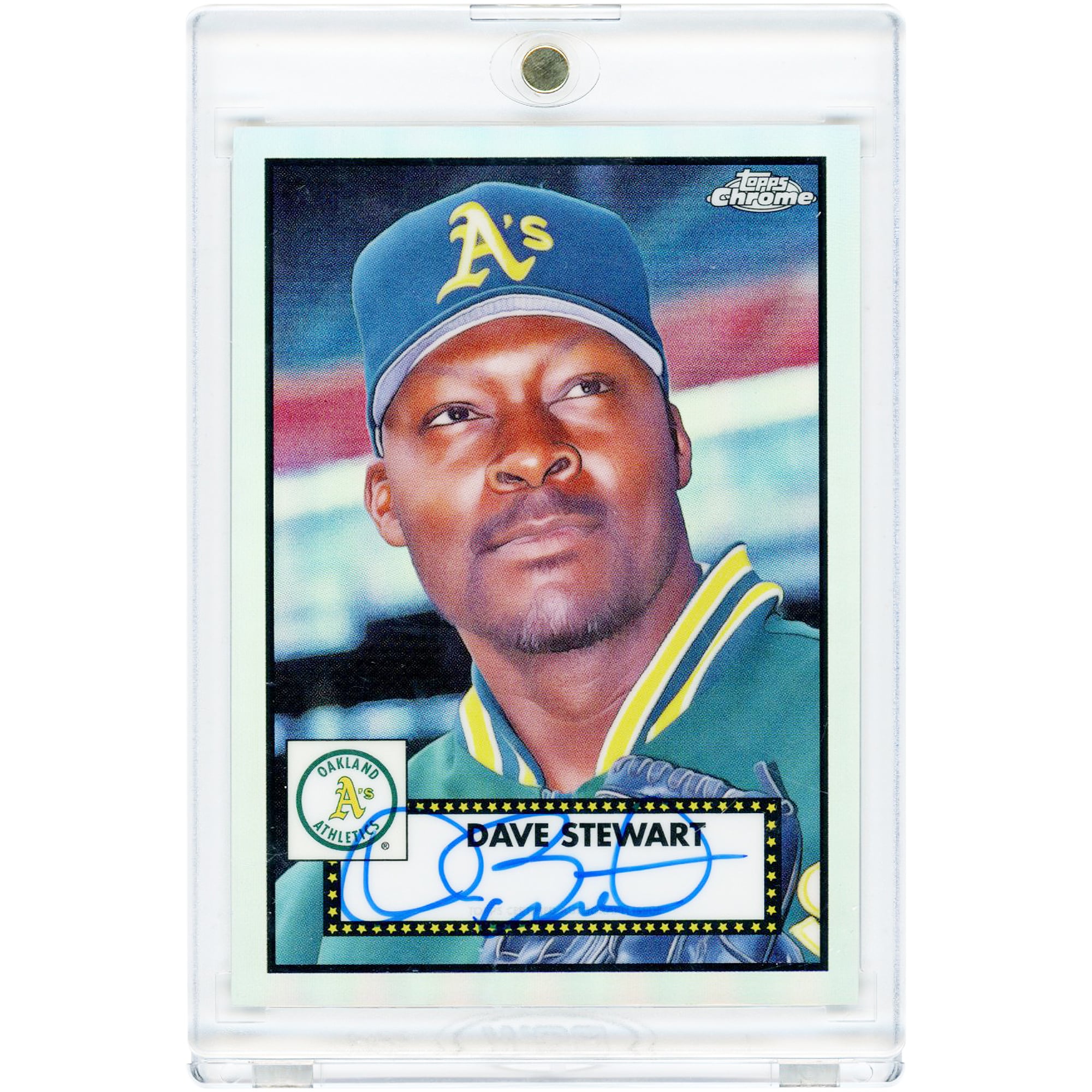 Carte autographiée Dave Stewart des Athletics d'Oakland, édition anniversaire Topps Chrome Platinum 2021, réfracteur #PA-DAS #194/199