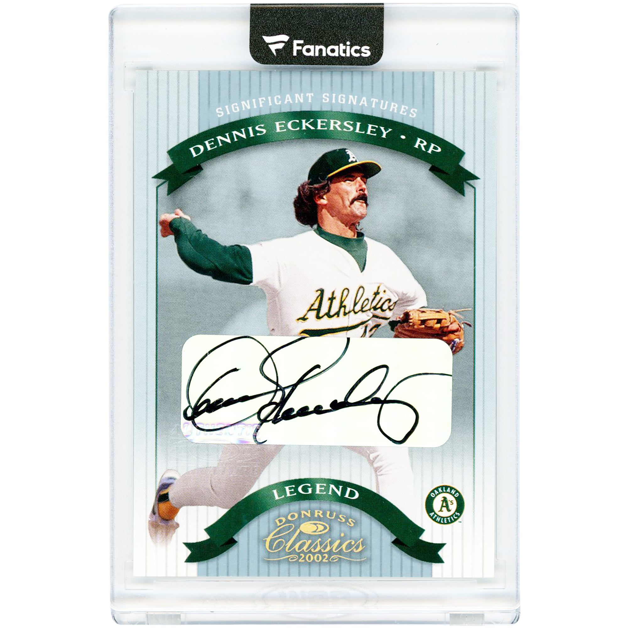 Carte autographiée de Dennis Eckersley (Oakland Athletics), collection Donruss Classics 2002, signatures importantes, n° 159, n° 318/500