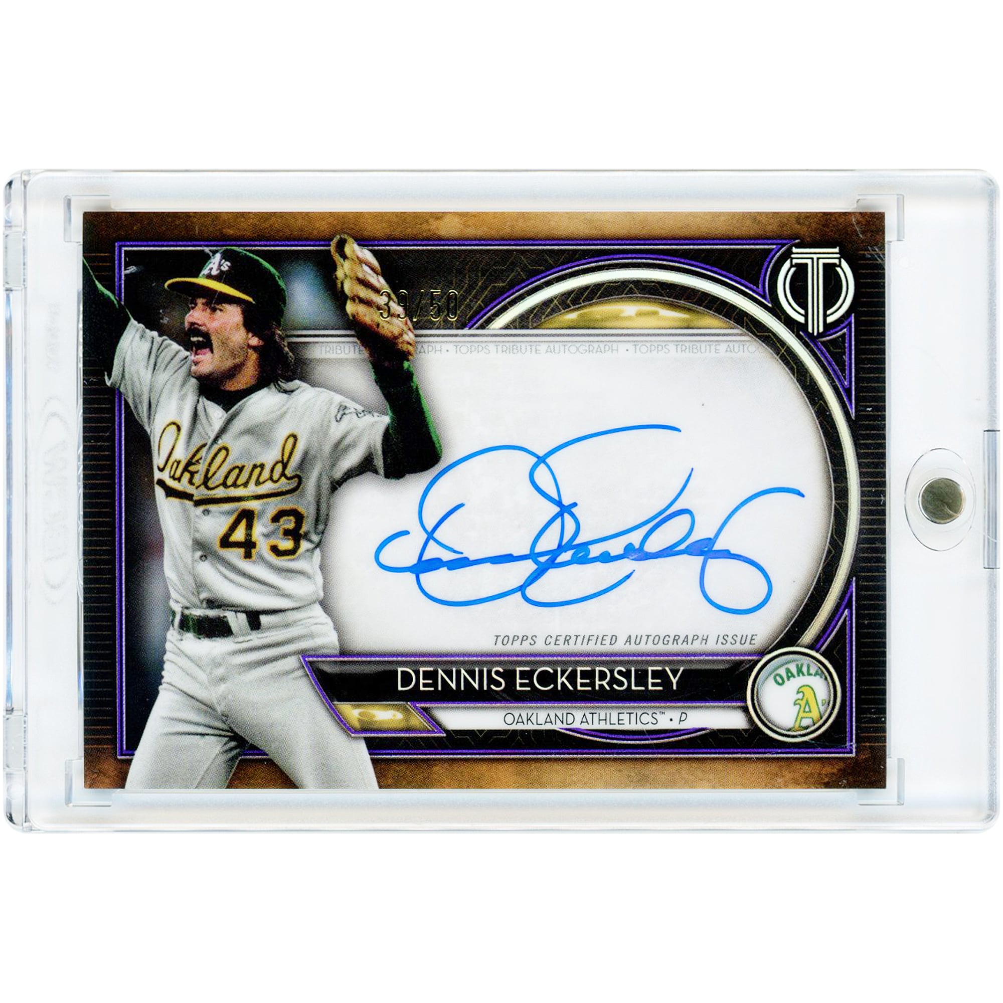 Dennis Eckersley Oakland Athletics Autographed 2020 Topps Tribute Purple #TA-DE #39/50 Card