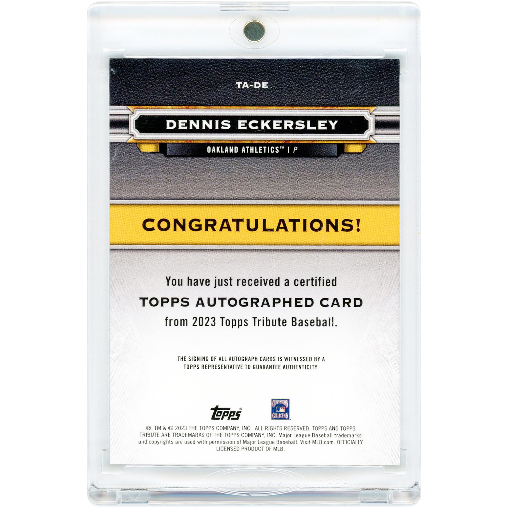 Dennis Eckersley Oakland Athletics Autographed 2023 Topps Tribute Blue #TA-DE #67/150 Card