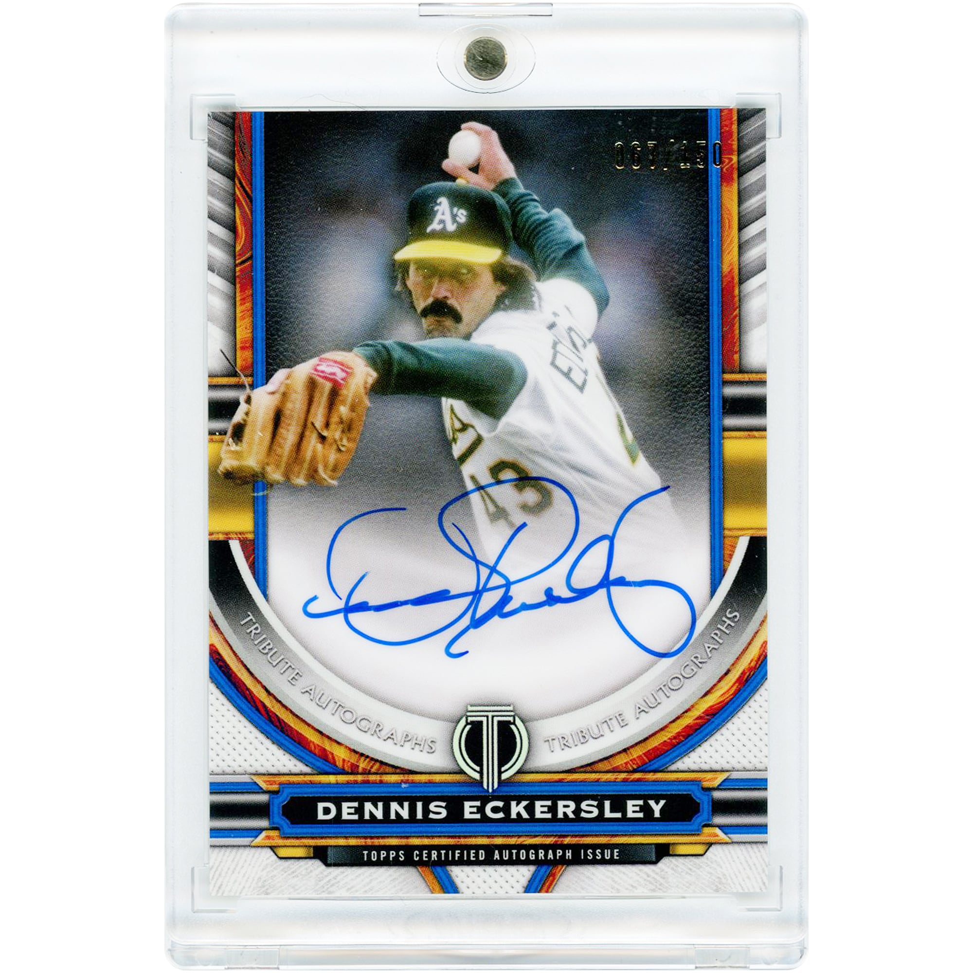 Dennis Eckersley Oakland Athletics Autographed 2023 Topps Tribute Blue #TA-DE #67/150 Card