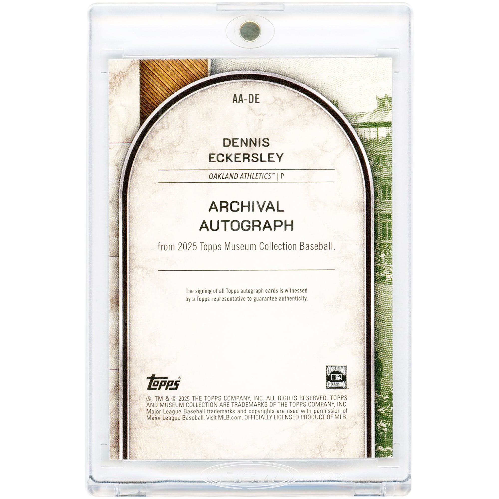 Carte autographiée de Dennis Eckersley (Oakland Athletics) - Collection Musée Topps 2025 - Améthyste d'archives #AA-DE #5/25